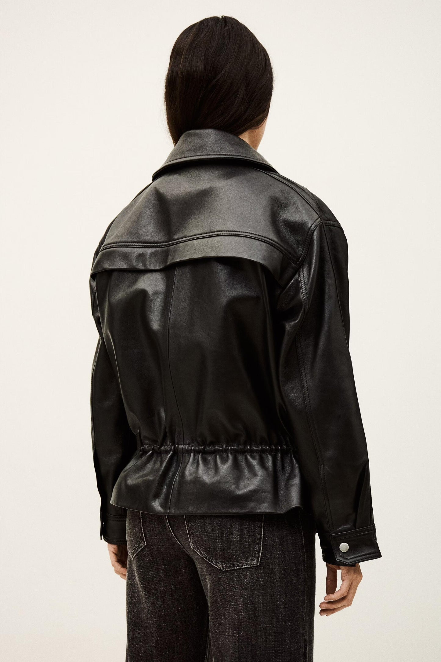 ba&sh Oversize Leather Jacket Kassia Black