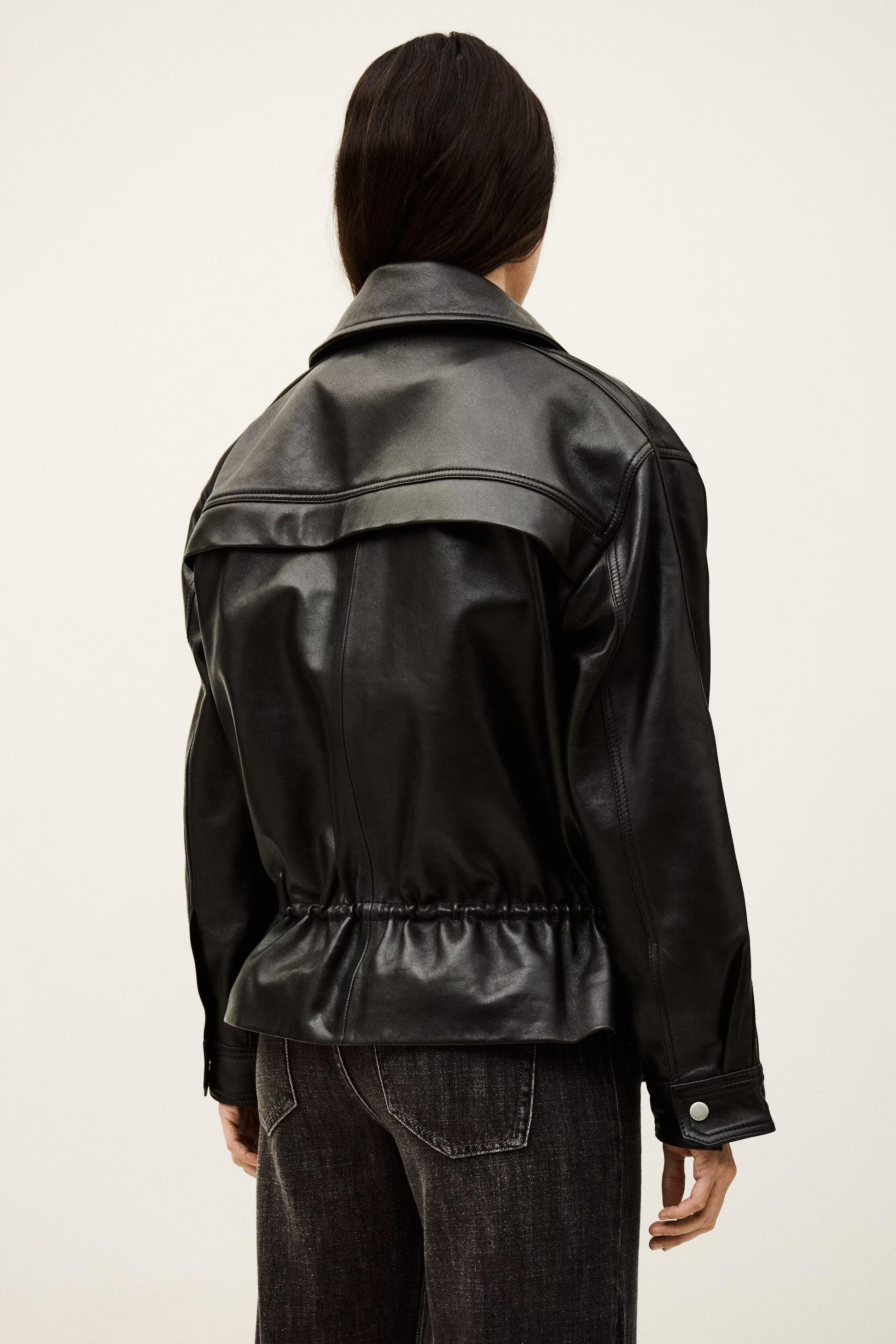 ba&sh Oversize Leather Jacket Kassia Black