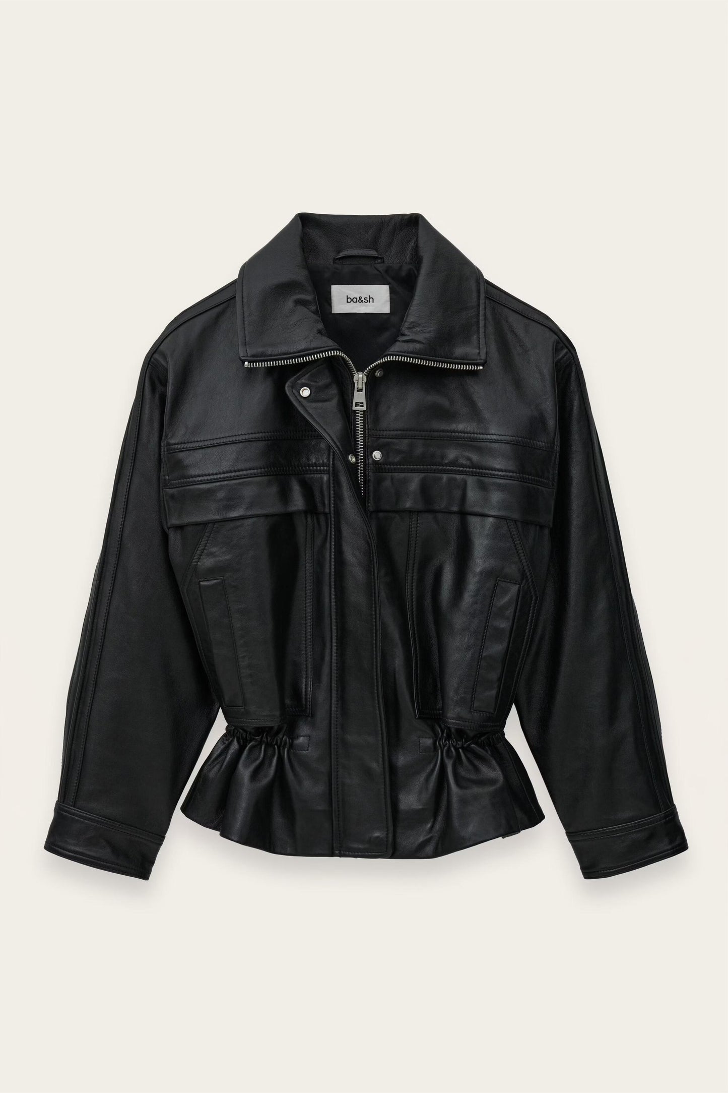 ba&sh Oversize Leather Jacket Kassia Black
