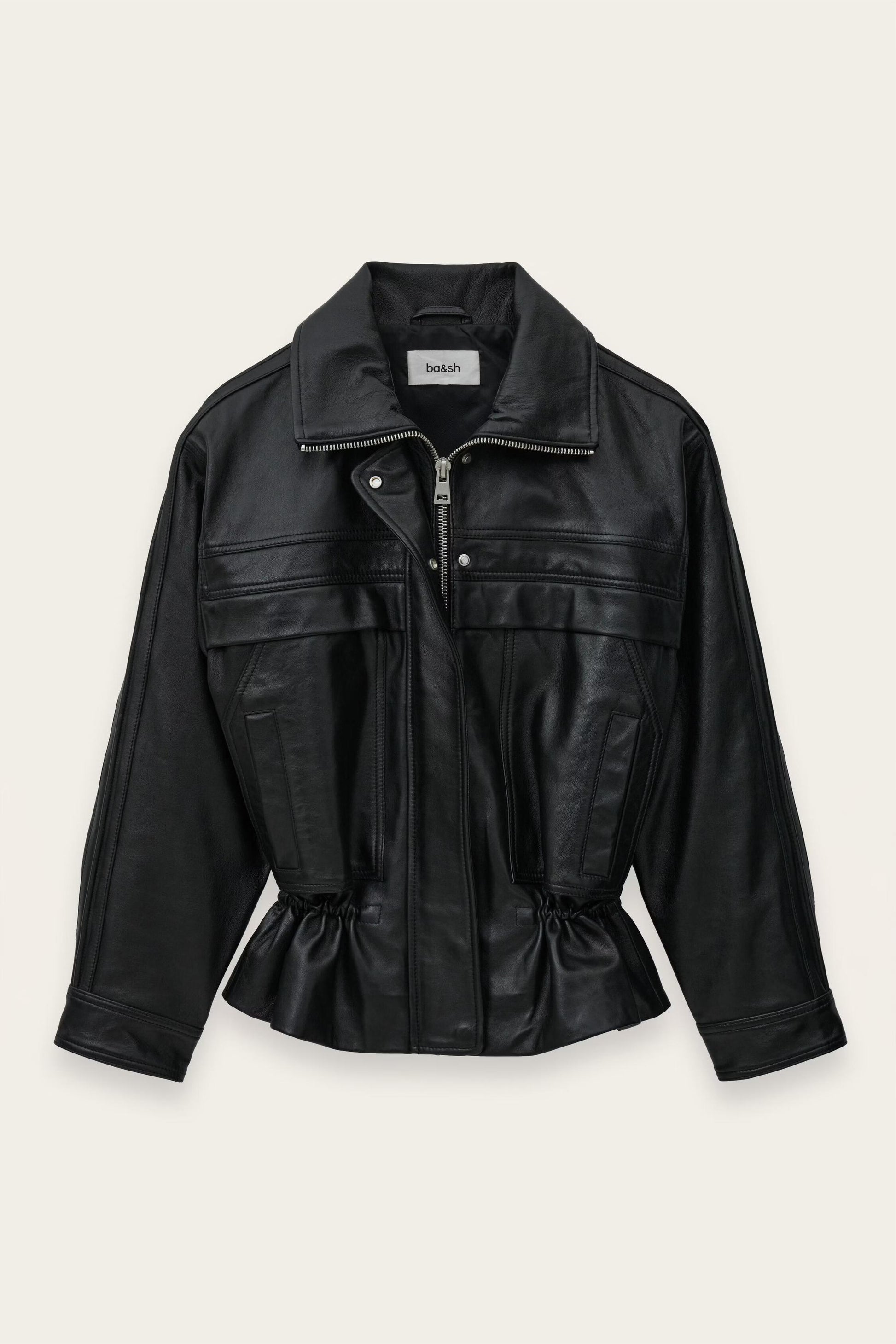 ba&sh Oversize Leather Jacket Kassia Black
