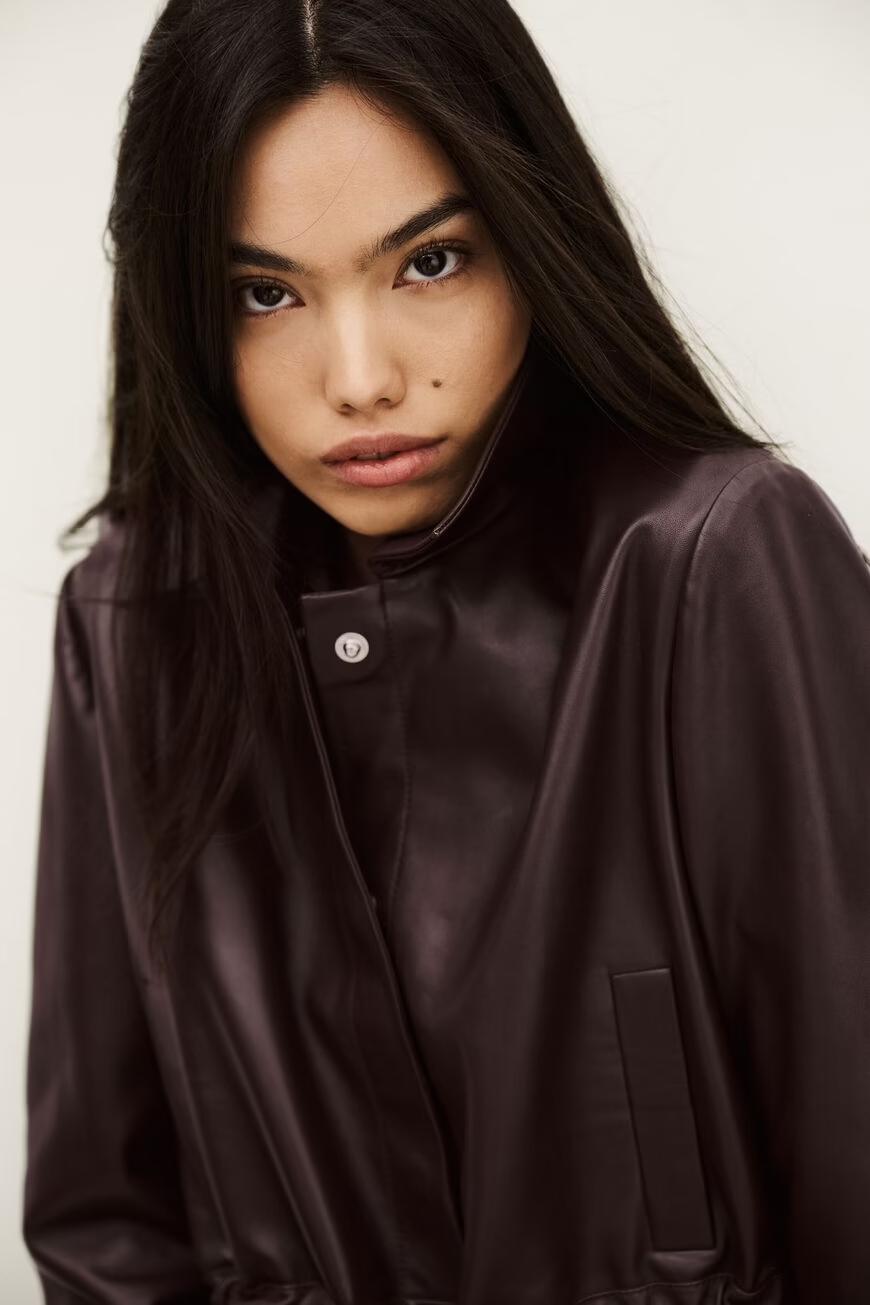 ba&sh Cropped Leather Jacket Manita Purple
