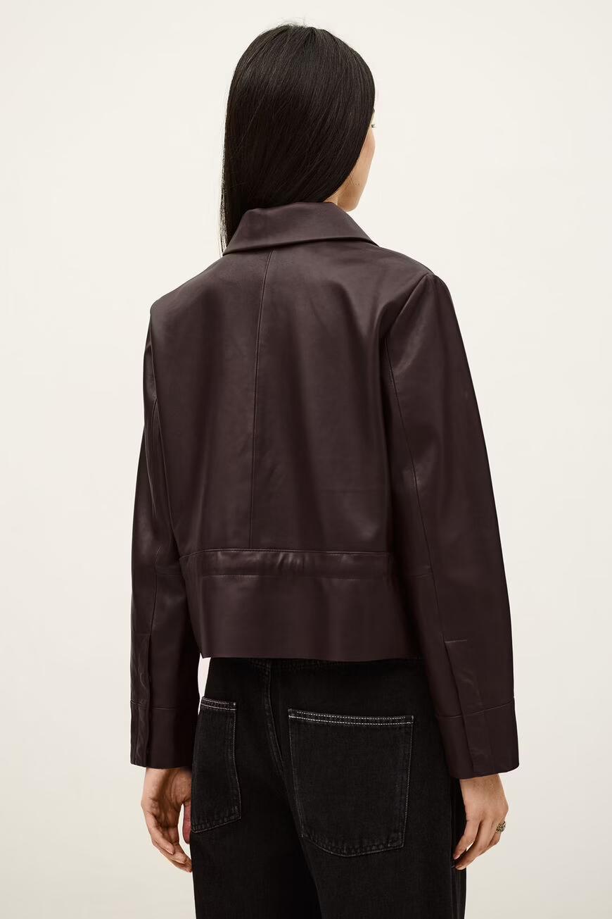 ba&sh Cropped Leather Jacket Manita Purple