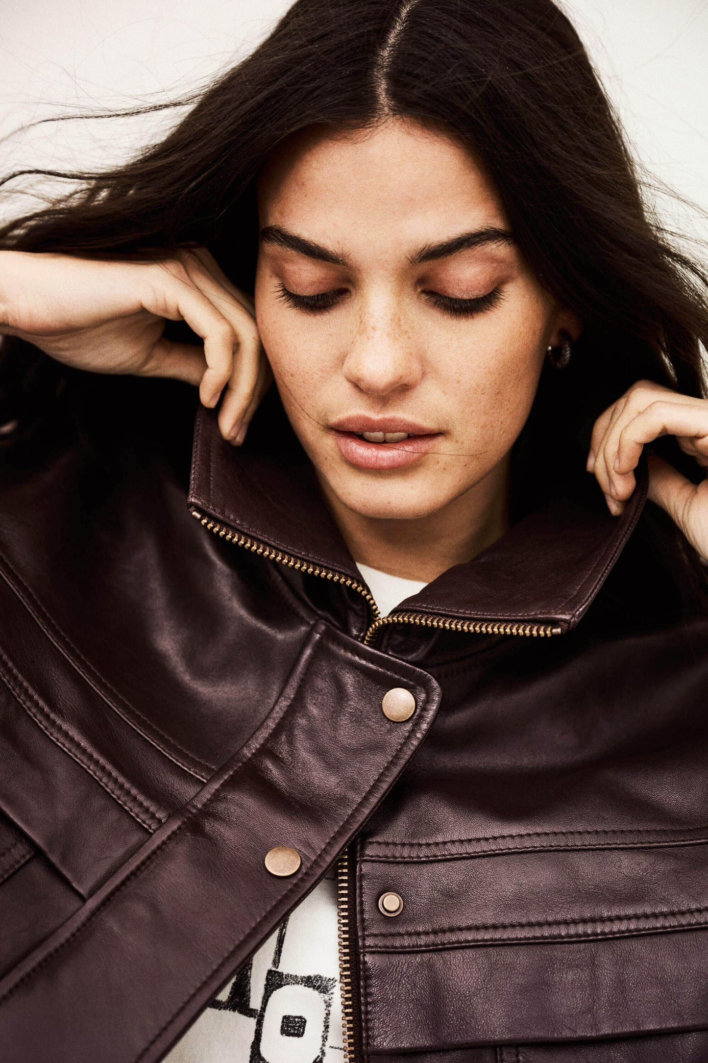 ba&sh Oversize Leather Jacket Kassia Red