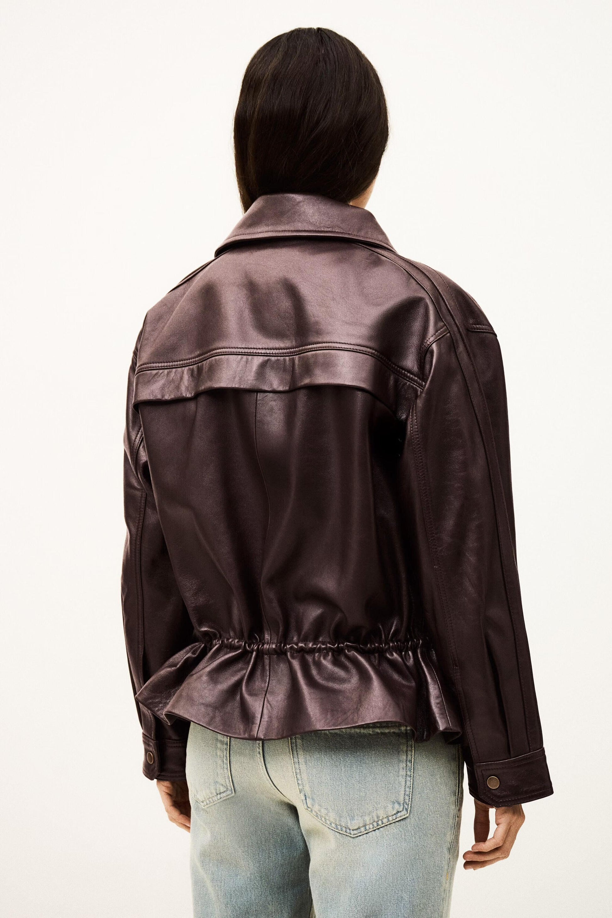 ba&sh Oversize Leather Jacket Kassia Red