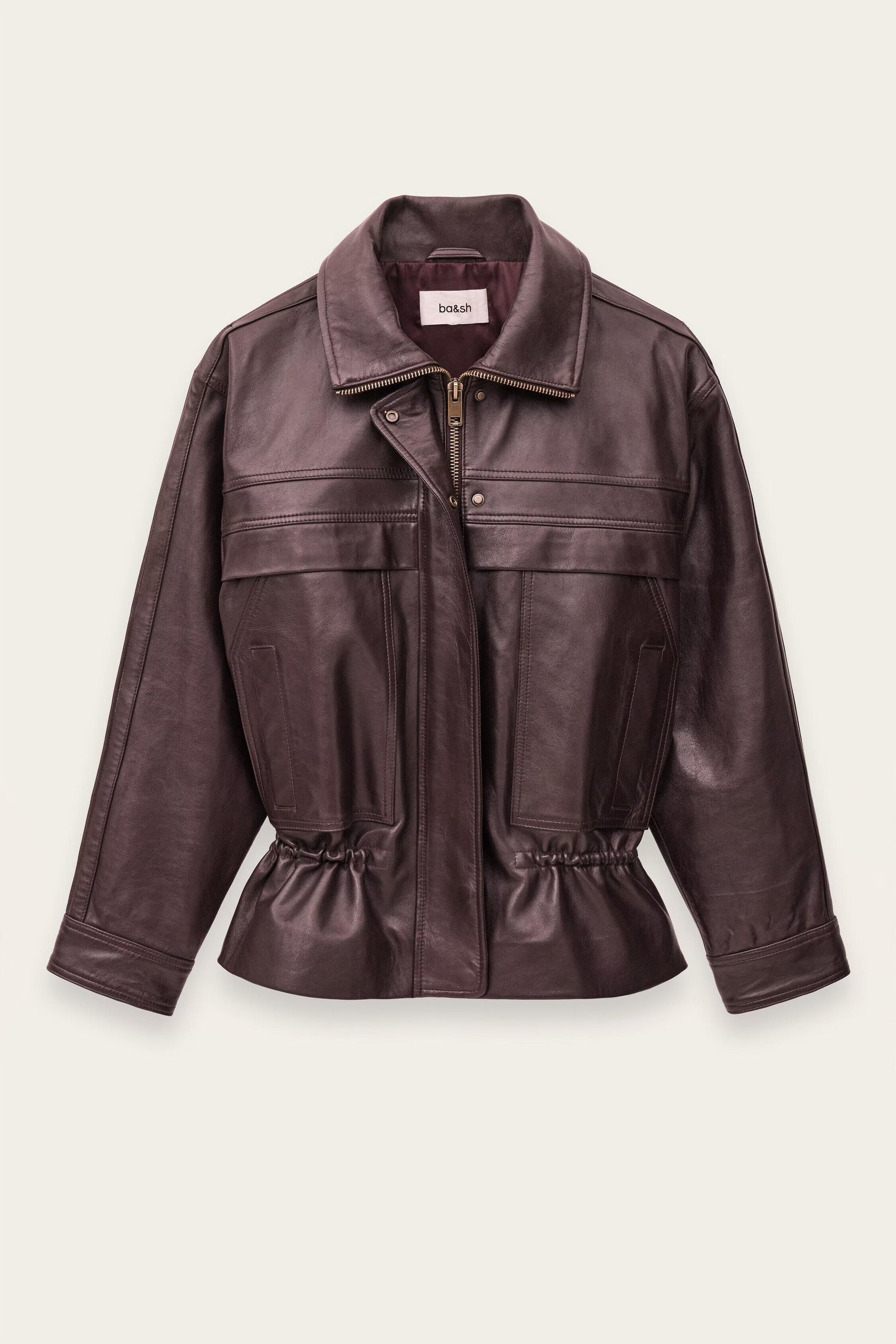 ba&sh Oversize Leather Jacket Kassia Red