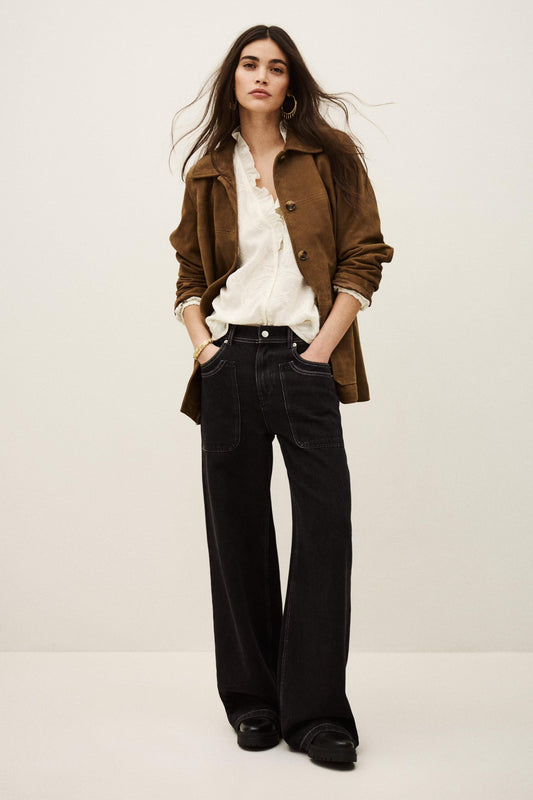 ba&sh Long Velvet Jacket Mario Brown