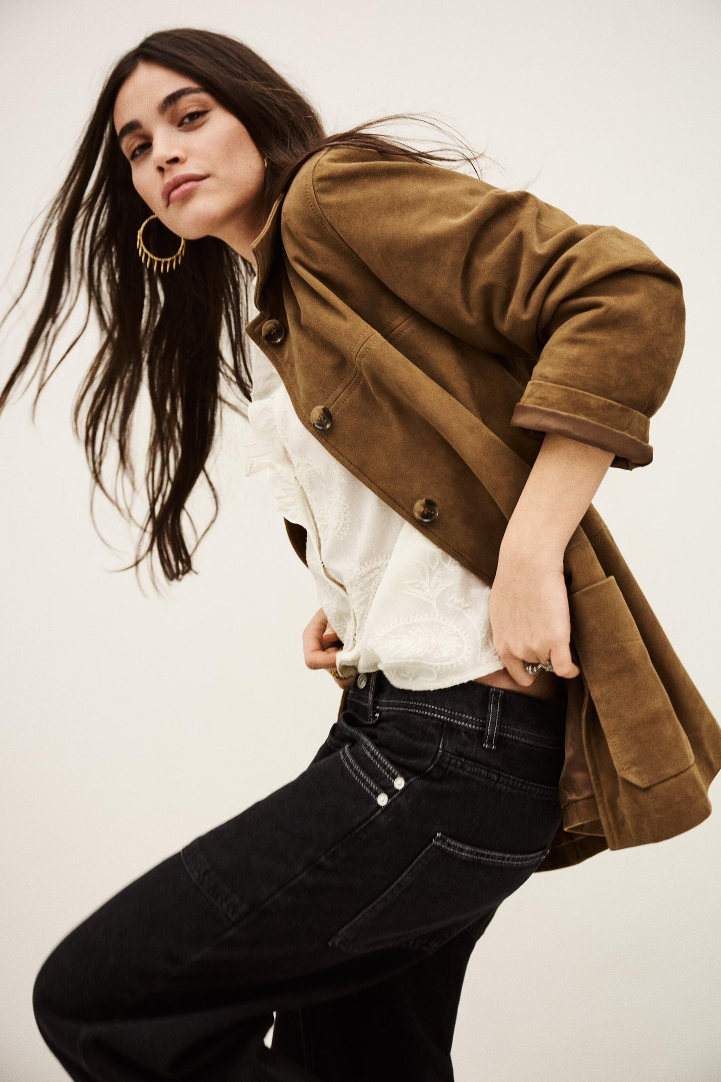ba&sh Long Velvet Jacket Mario Brown