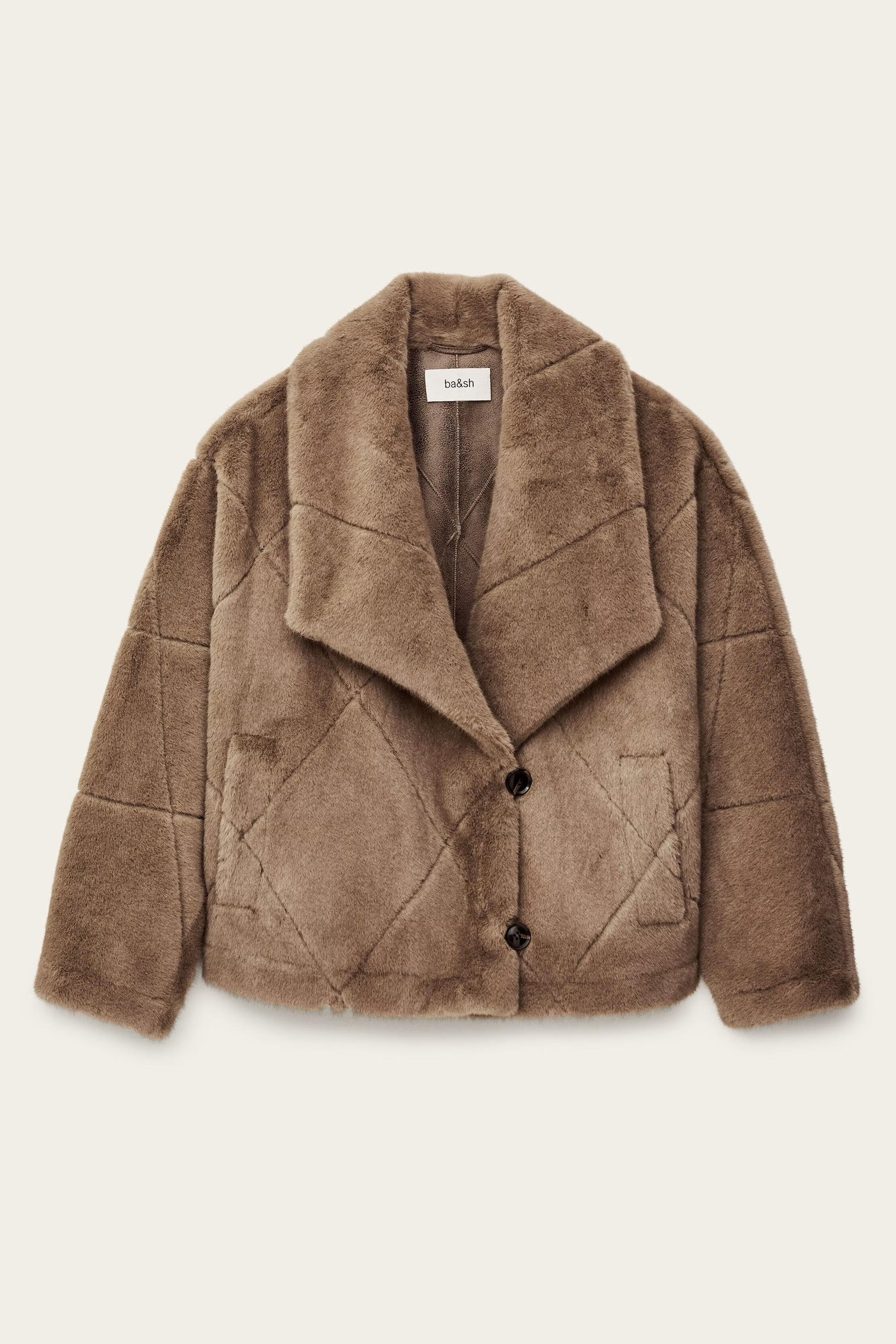 ba&sh Faux Fur Coat Pinie Gray