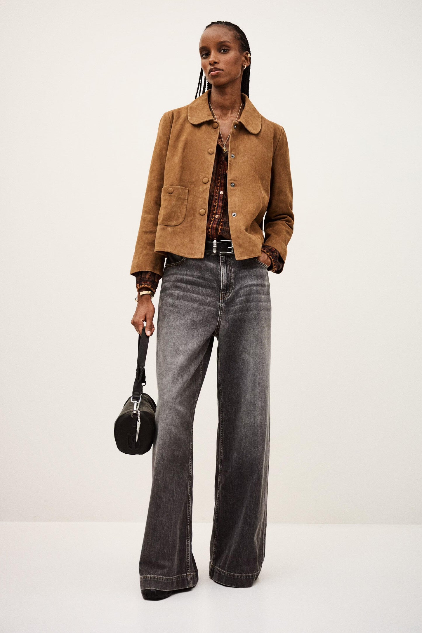 ba&sh Straight-Cut Jacket Milas Brown