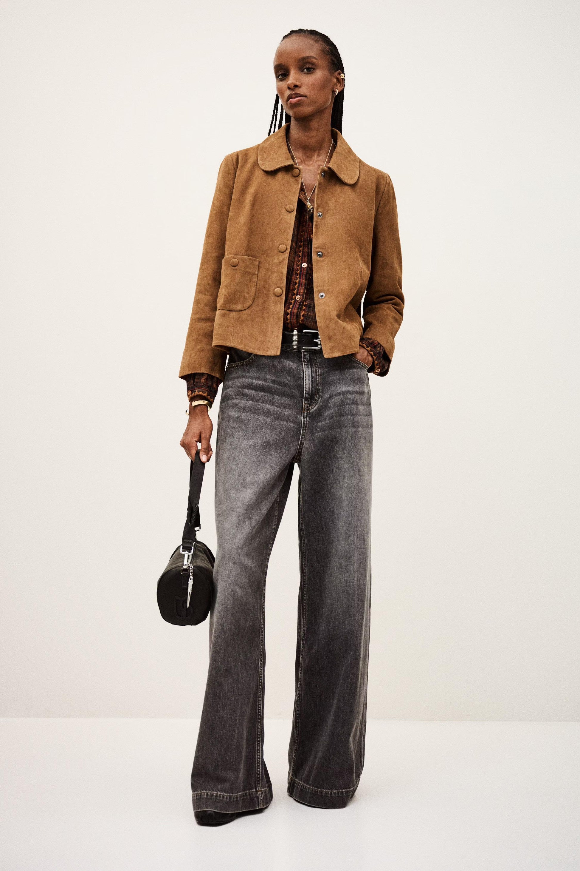 ba&sh Straight-Cut Jacket Milas Brown