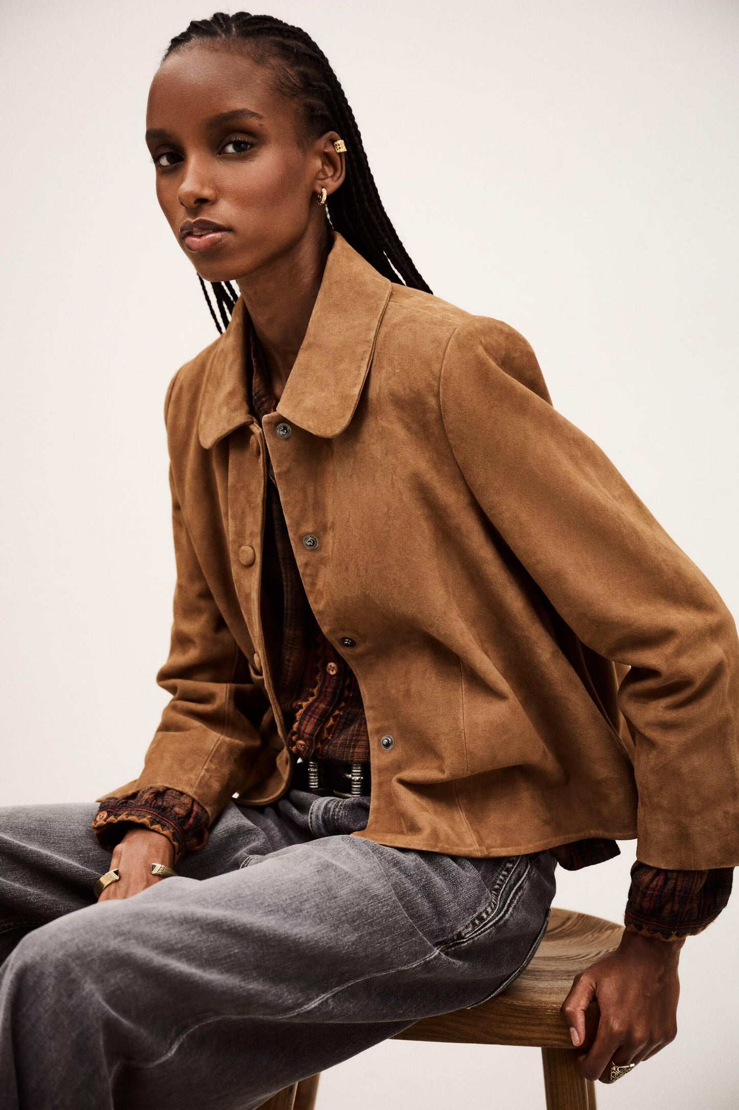 ba&sh Straight-Cut Jacket Milas Brown