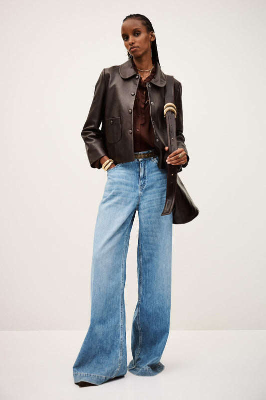 ba&sh Peter Pan Collar Jacket Milos Brown