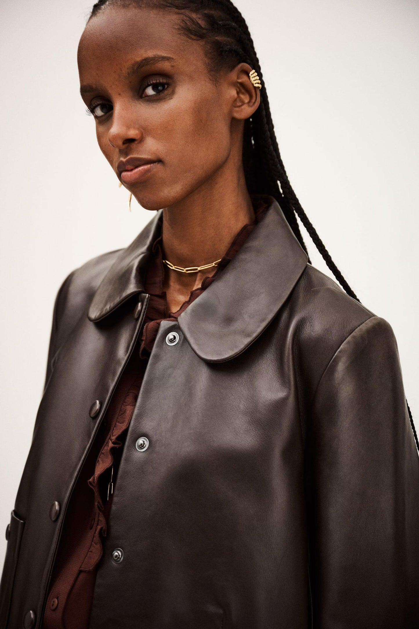 ba&sh Peter Pan Collar Jacket Milos Brown