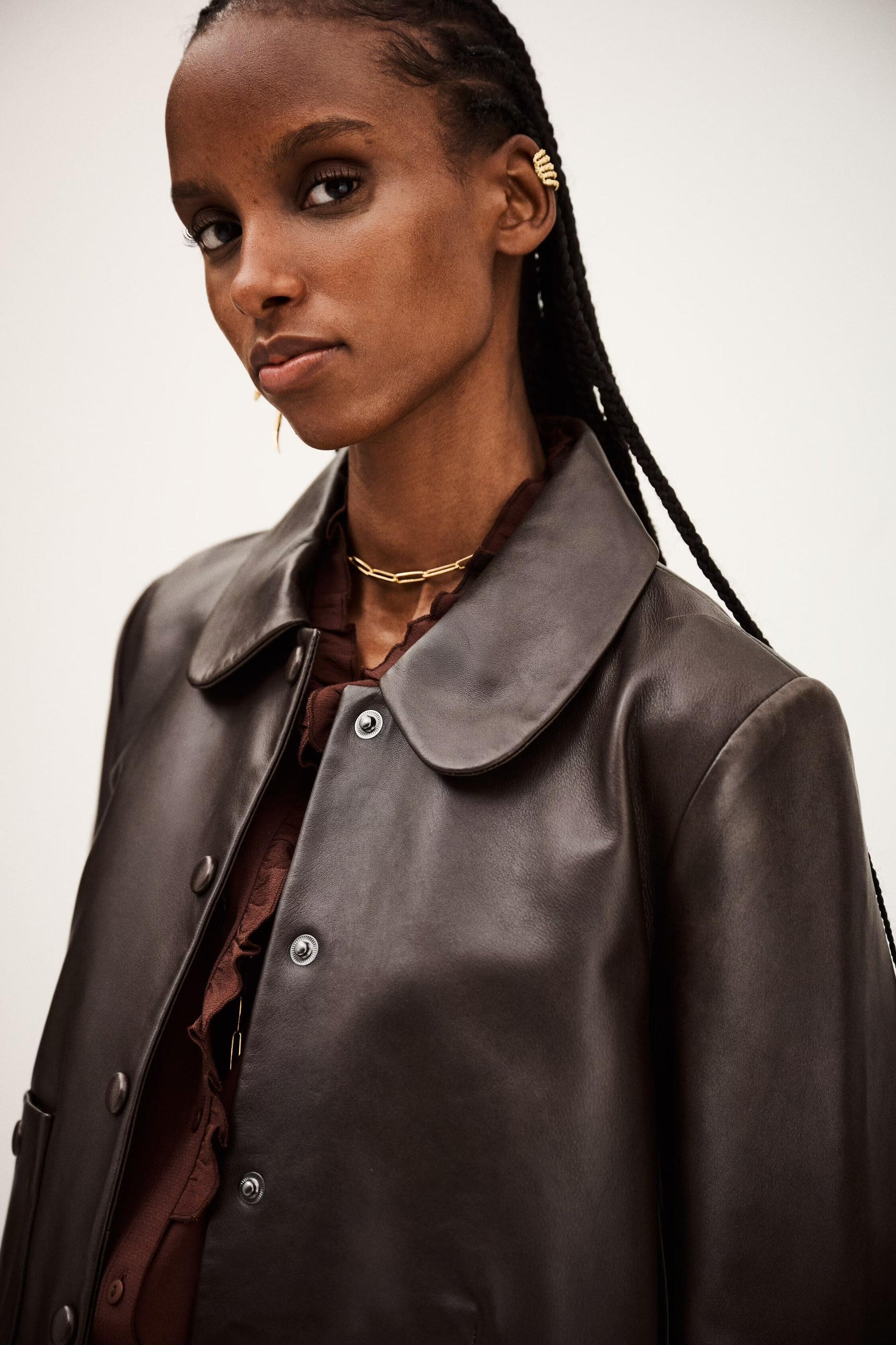 ba&sh Peter Pan Collar Jacket Milos Brown