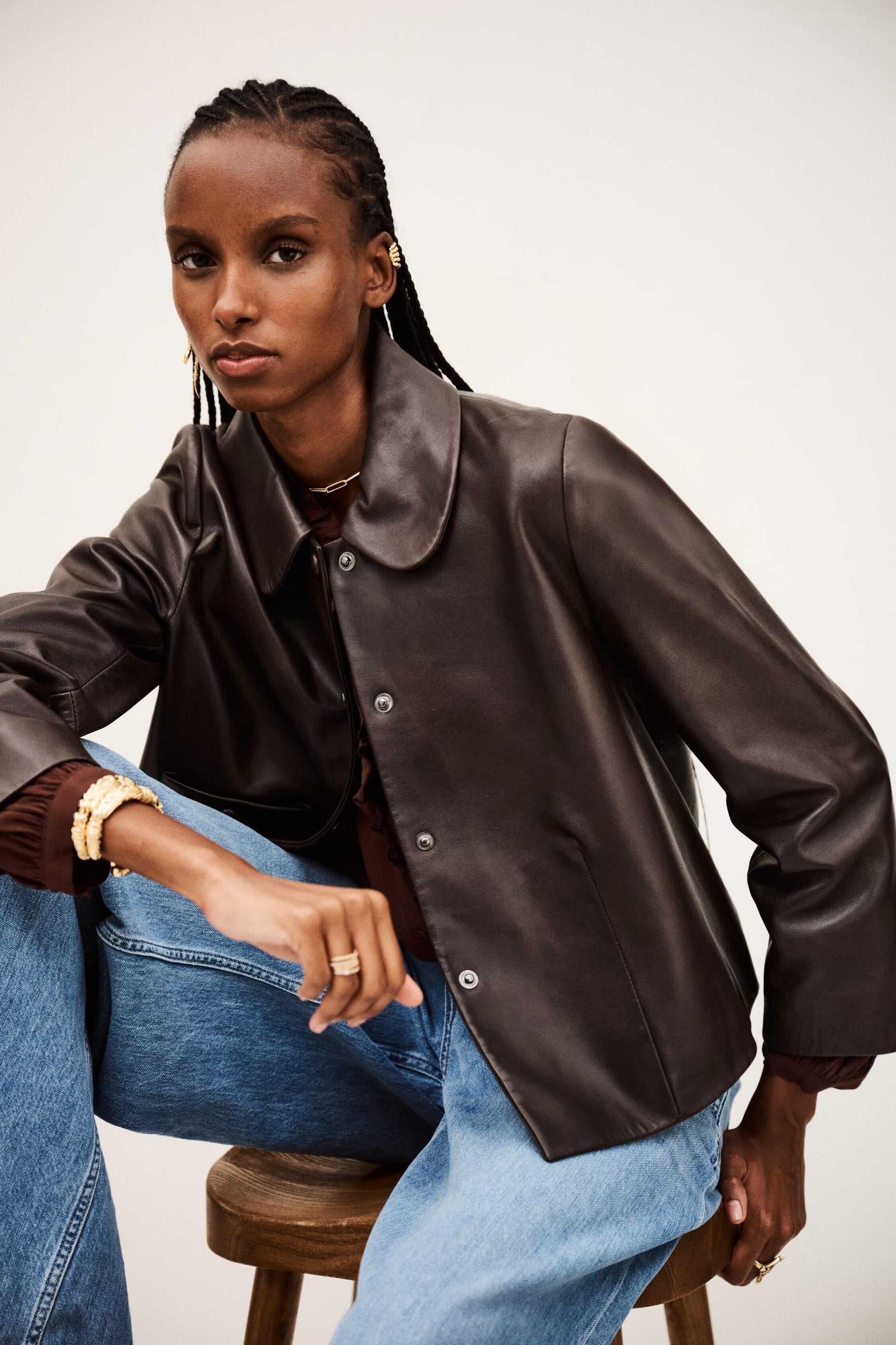 ba&sh Peter Pan Collar Jacket Milos Brown