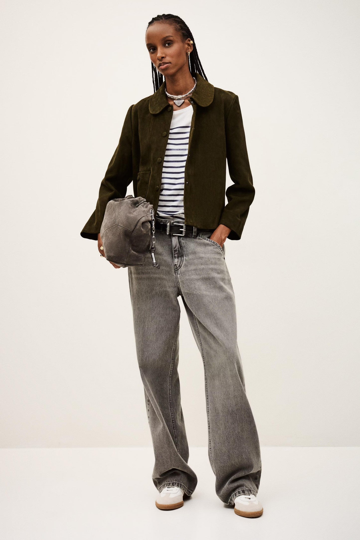 ba&sh Straight-Cut Jacket Milas Green