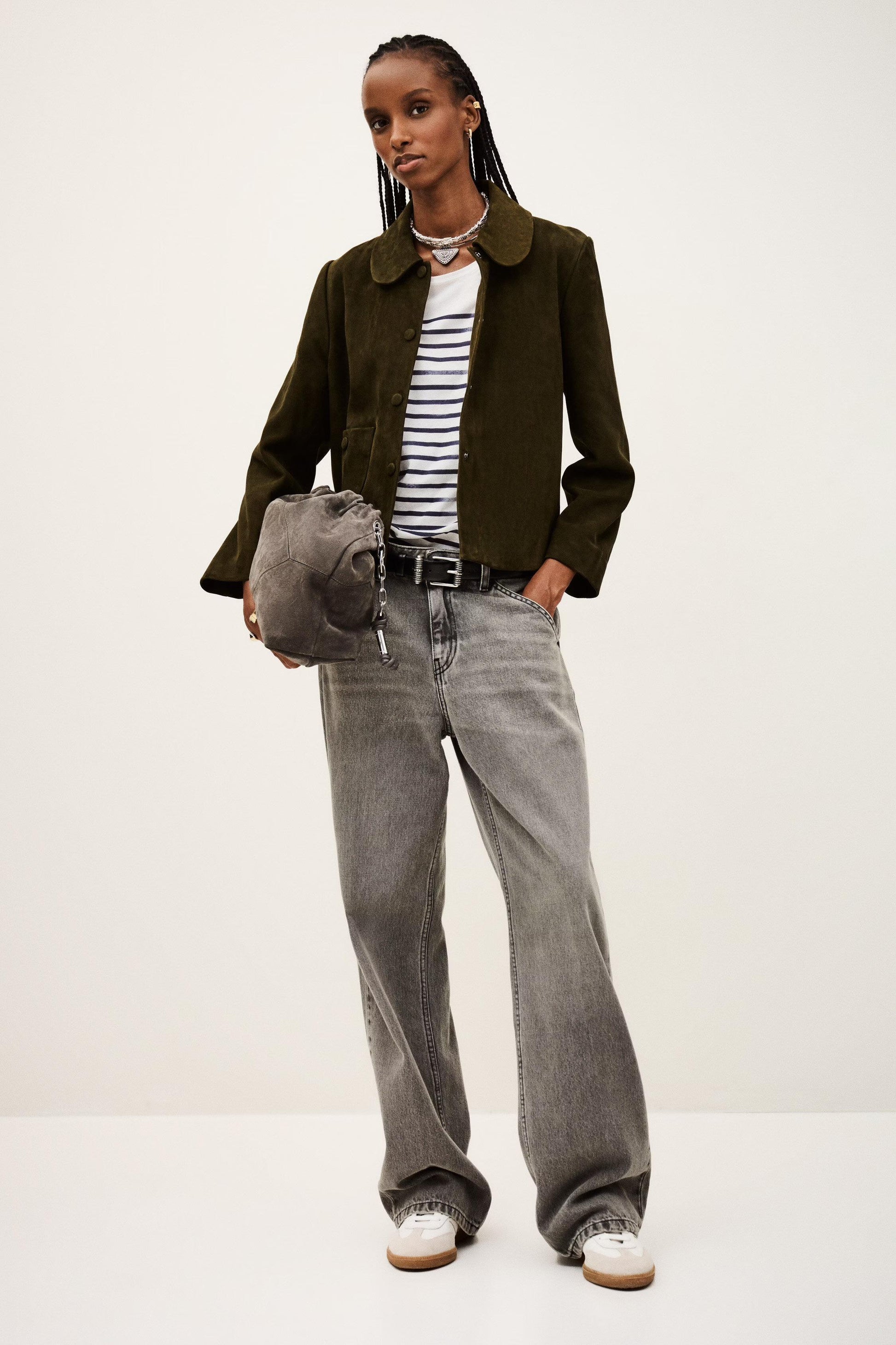 ba&sh Straight-Cut Jacket Milas Green