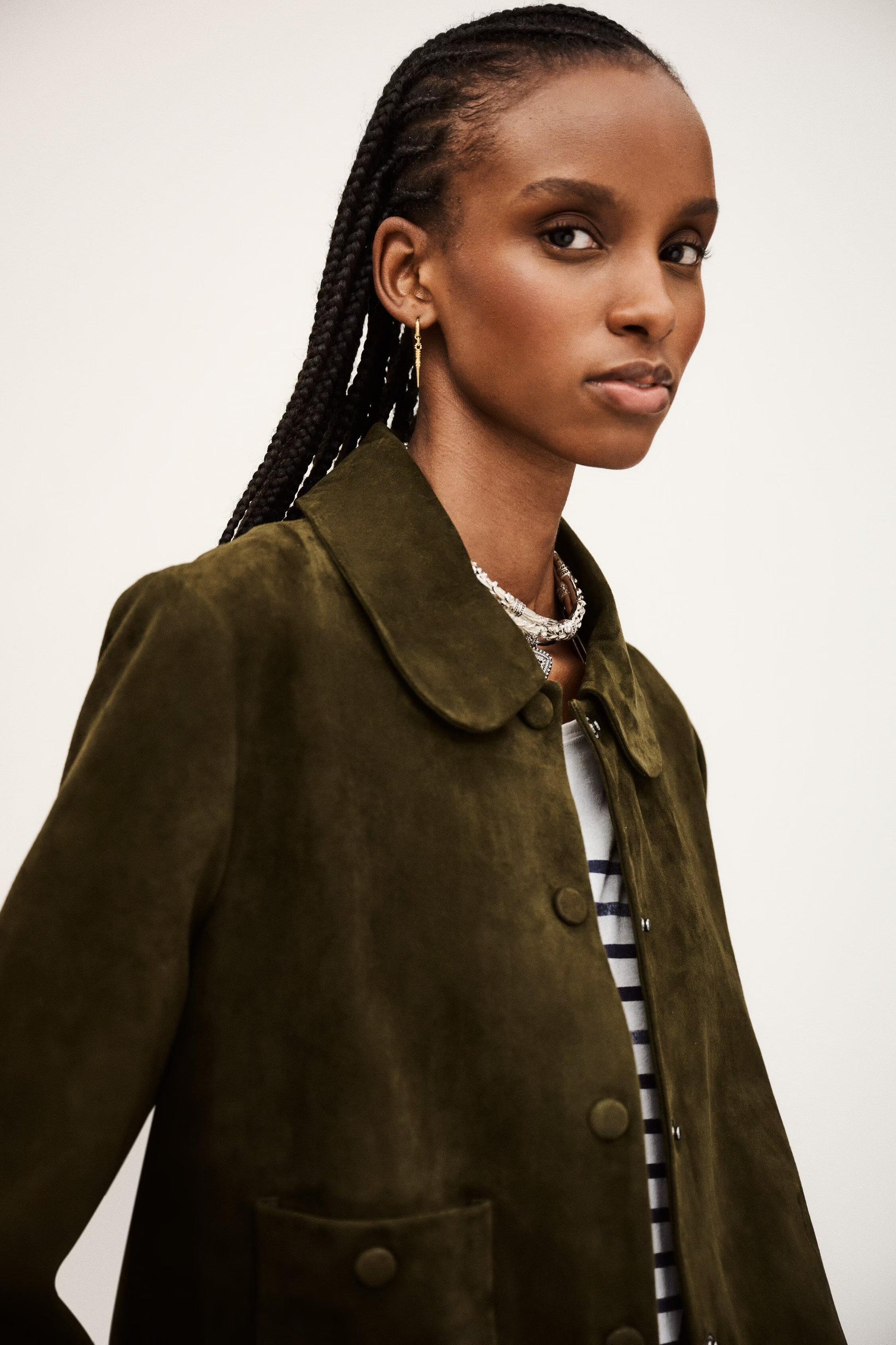 ba&sh Straight-Cut Jacket Milas Green