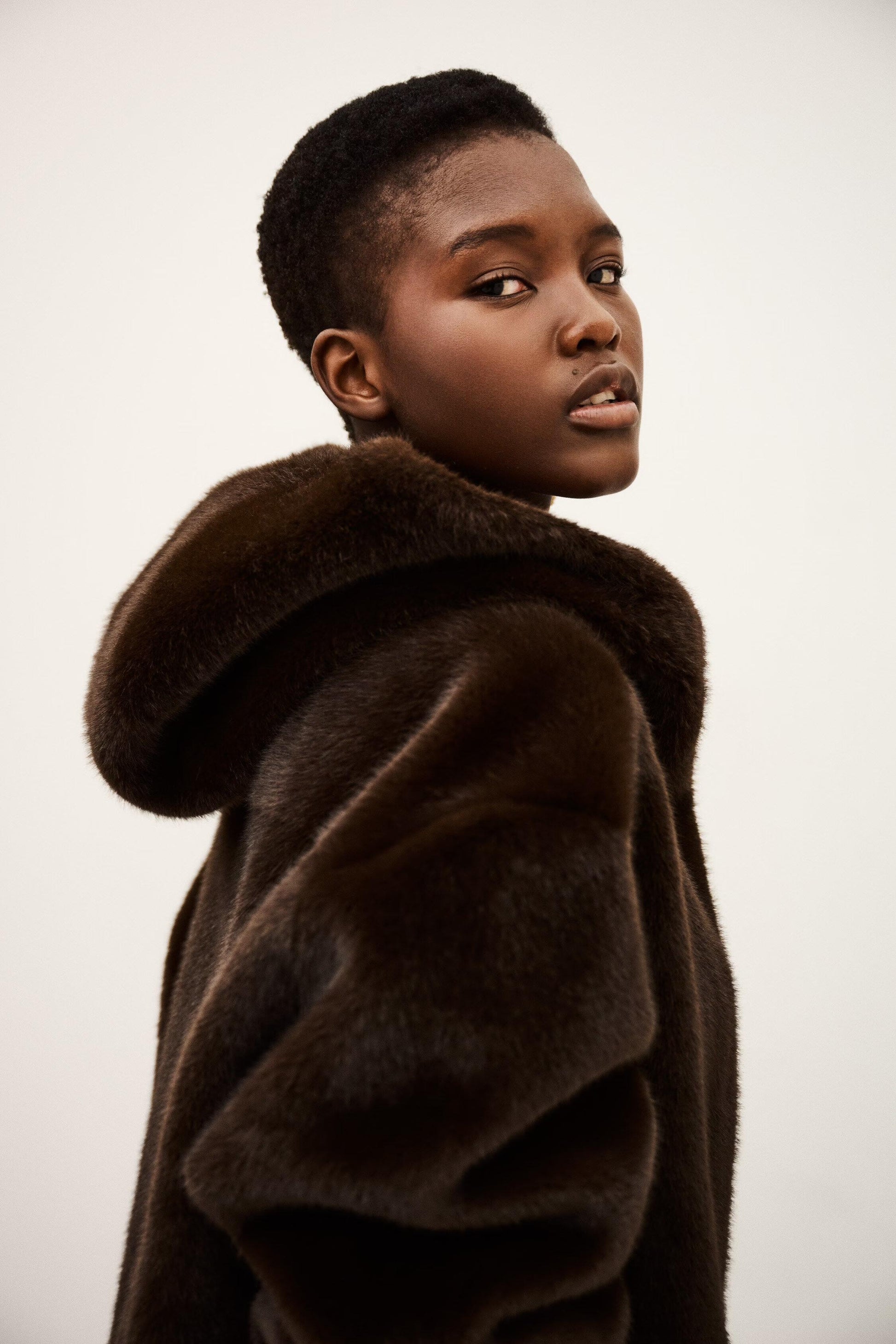 ba&sh Faux Fur Coat Pandy Brown