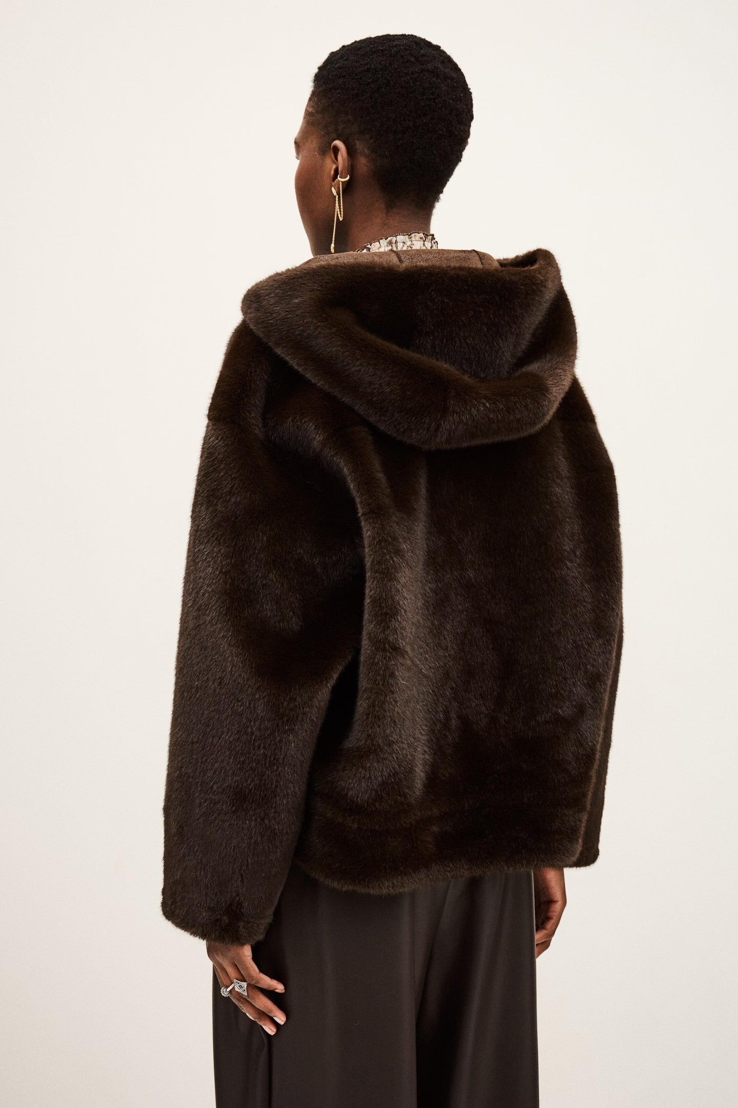 ba&sh Faux Fur Coat Pandy Brown