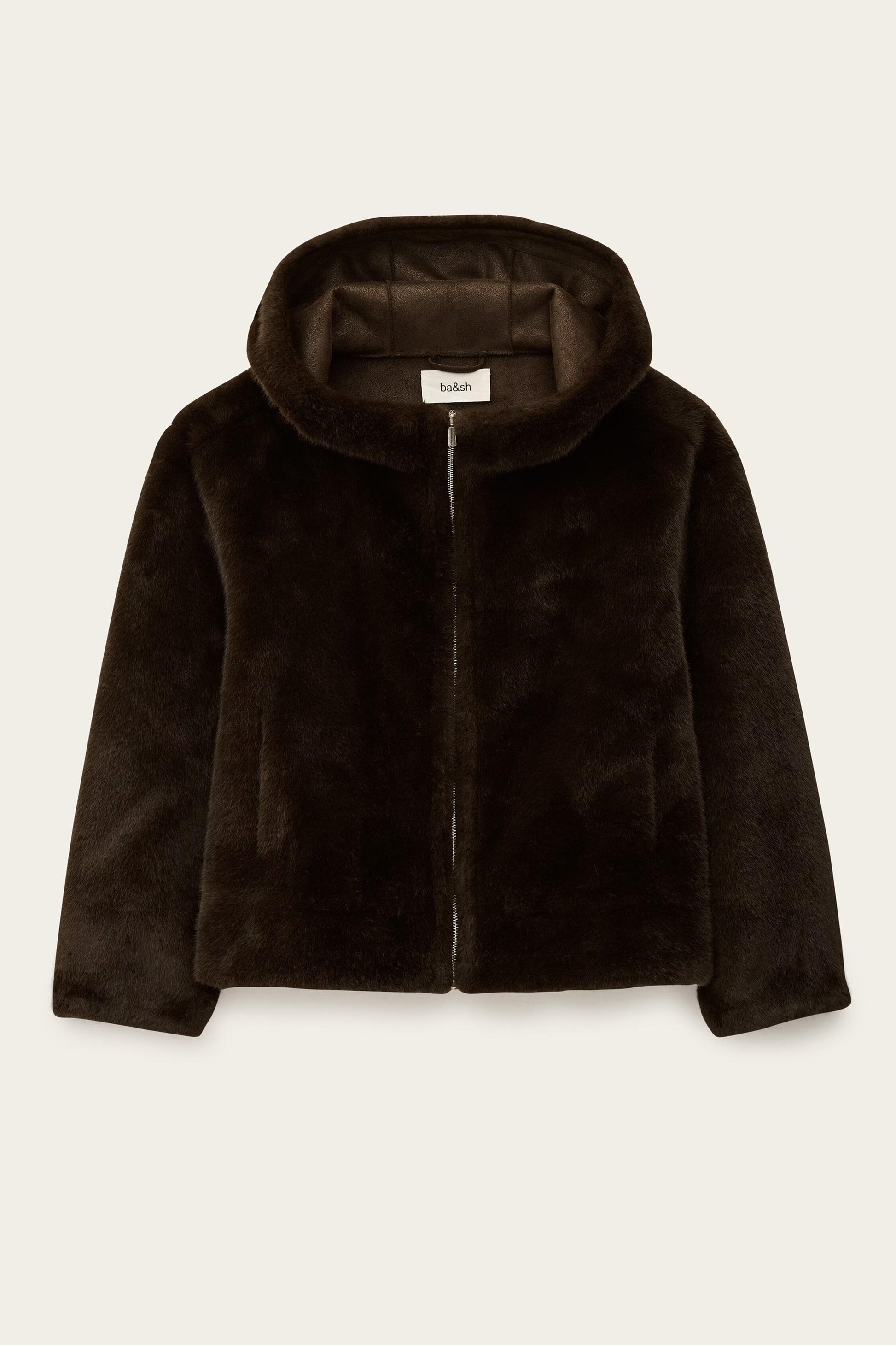 ba&sh Faux Fur Coat Pandy Brown