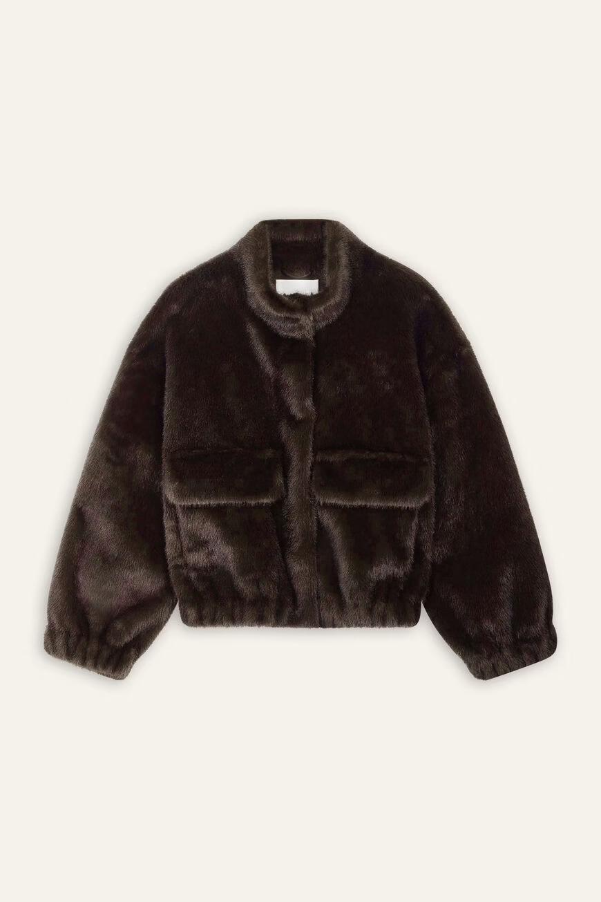 ba&sh Short Loose-Fitting Jacket Paros Brown