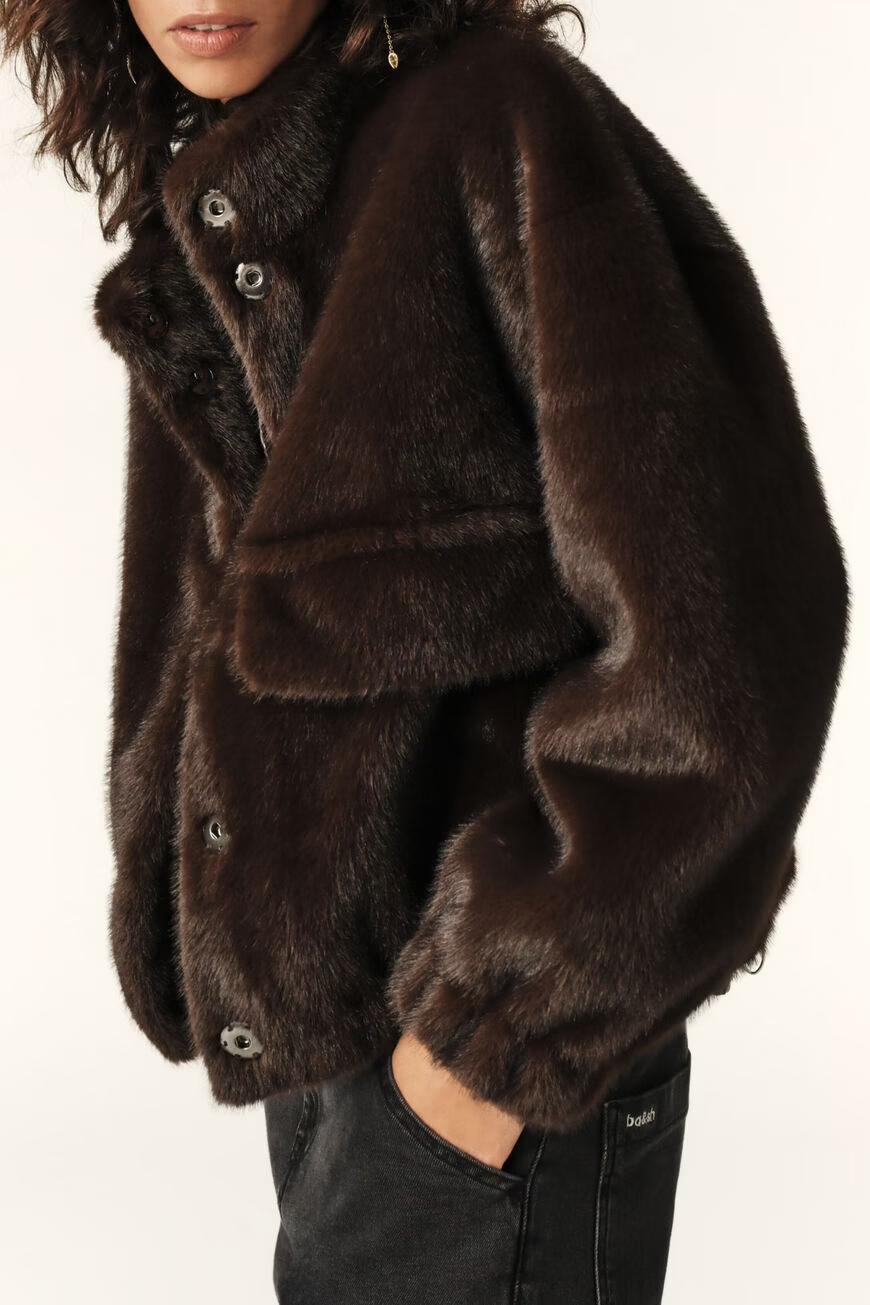 ba&sh Short Loose-Fitting Jacket Paros Brown