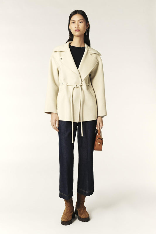 ba&sh Belted Coat Kam Off-White