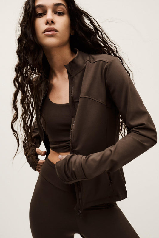 ba&sh Stand-Up Collar Jacket Gladys Brown