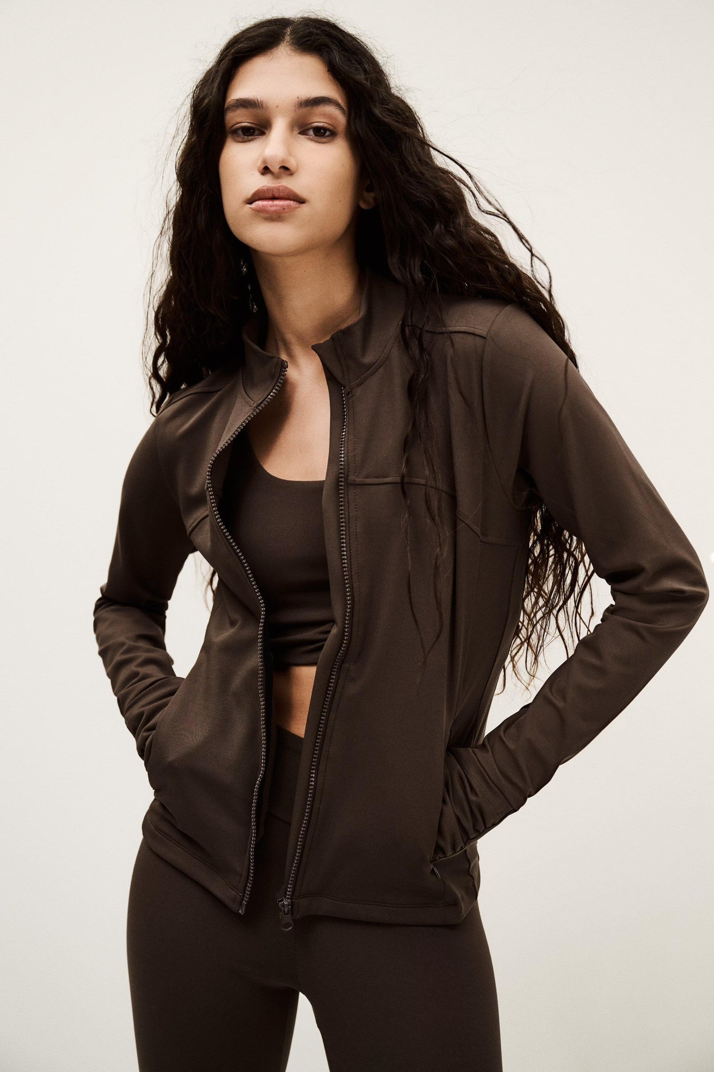 ba&sh Stand-Up Collar Jacket Gladys Brown