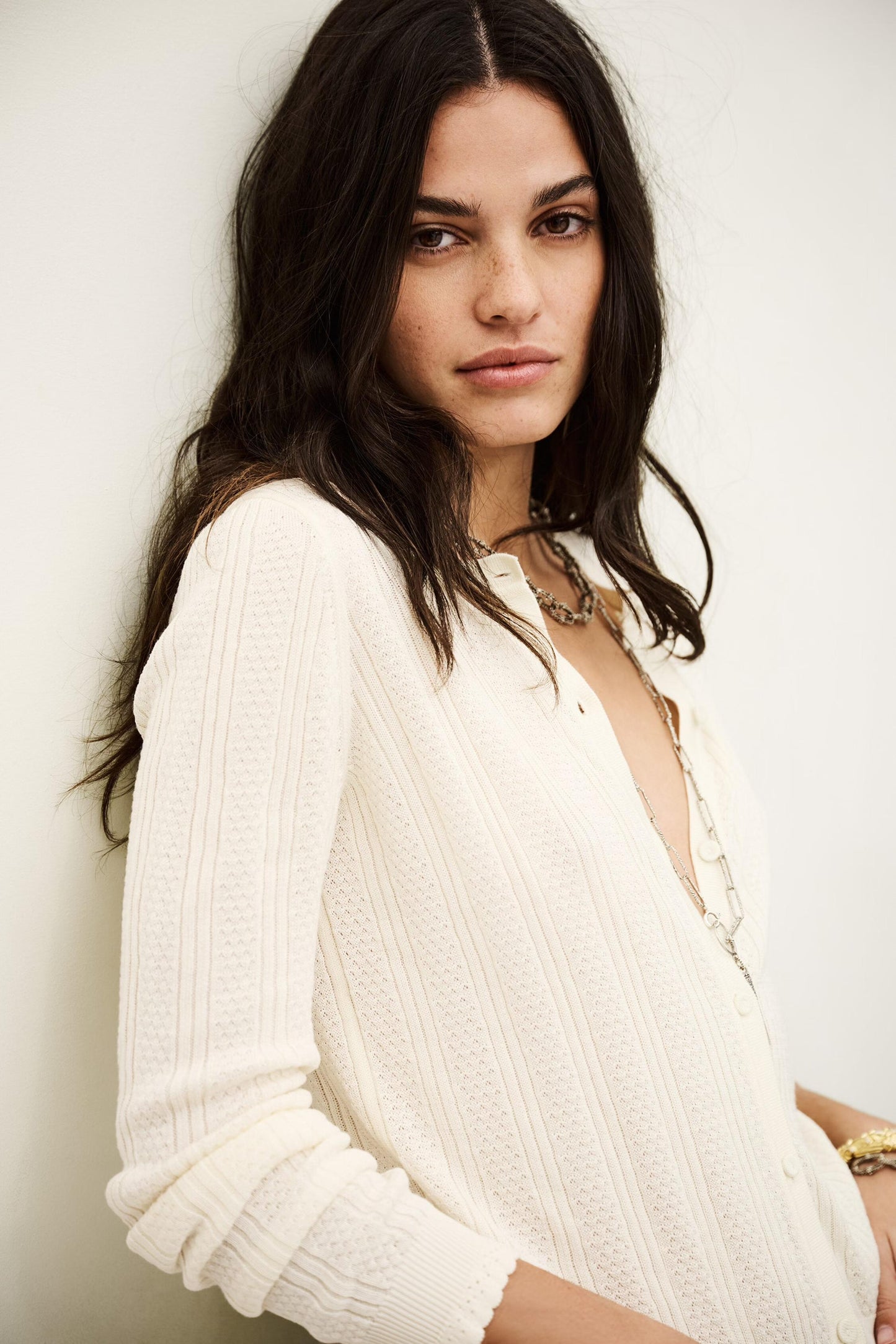 ba&sh Knit Cardigan Viviana Off-White