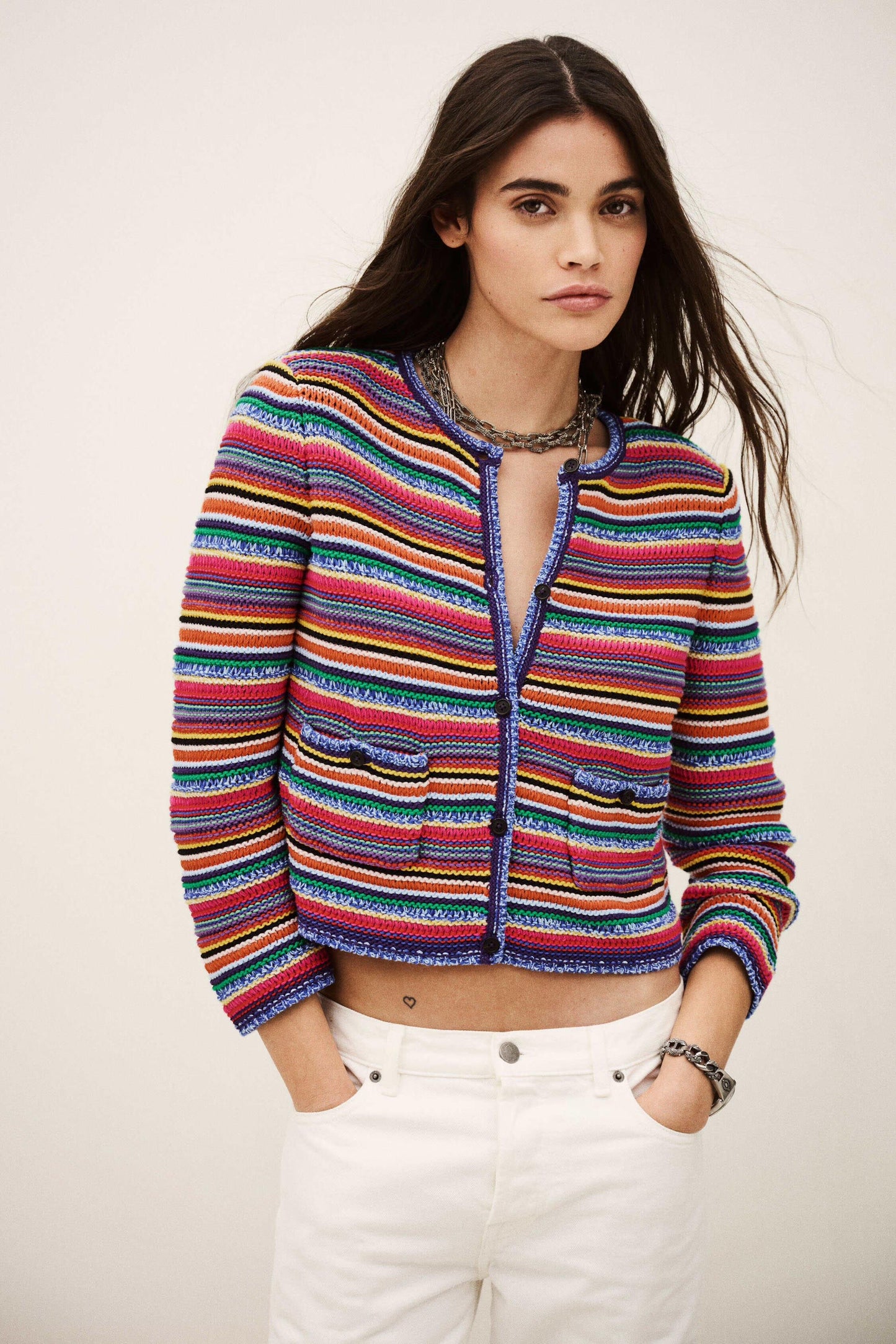 ba&sh Round Striped Cardigan Fanny Multicolored