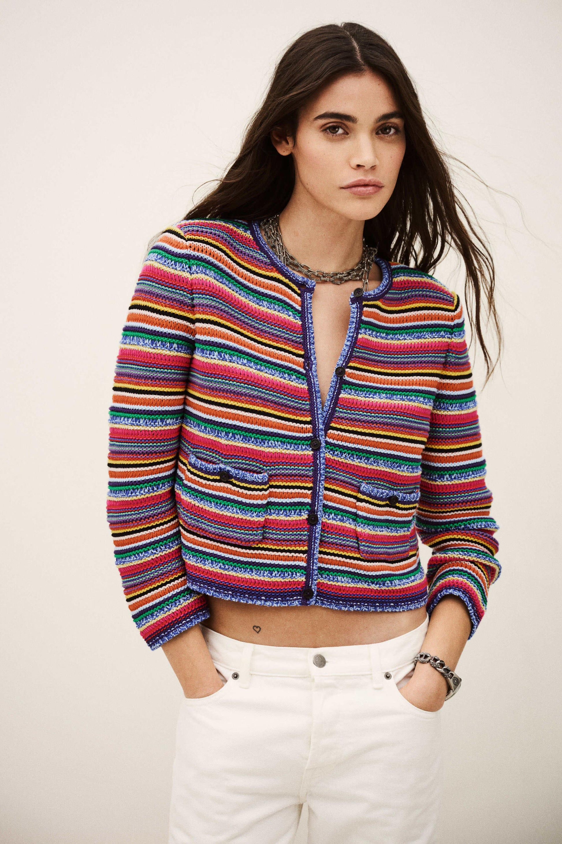 ba&sh Round Striped Cardigan Fanny Multicolored