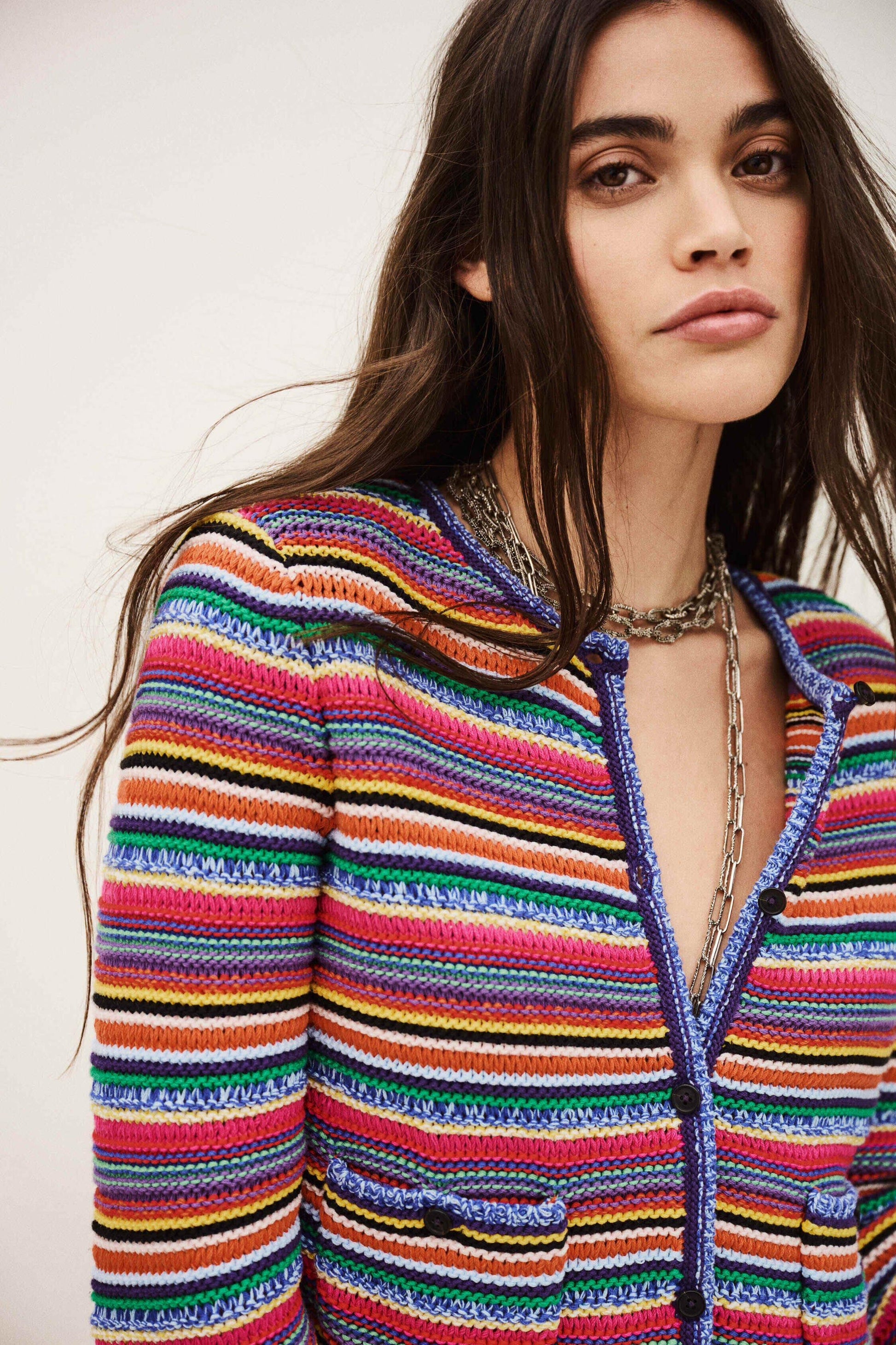 ba&sh Round Striped Cardigan Fanny Multicolored