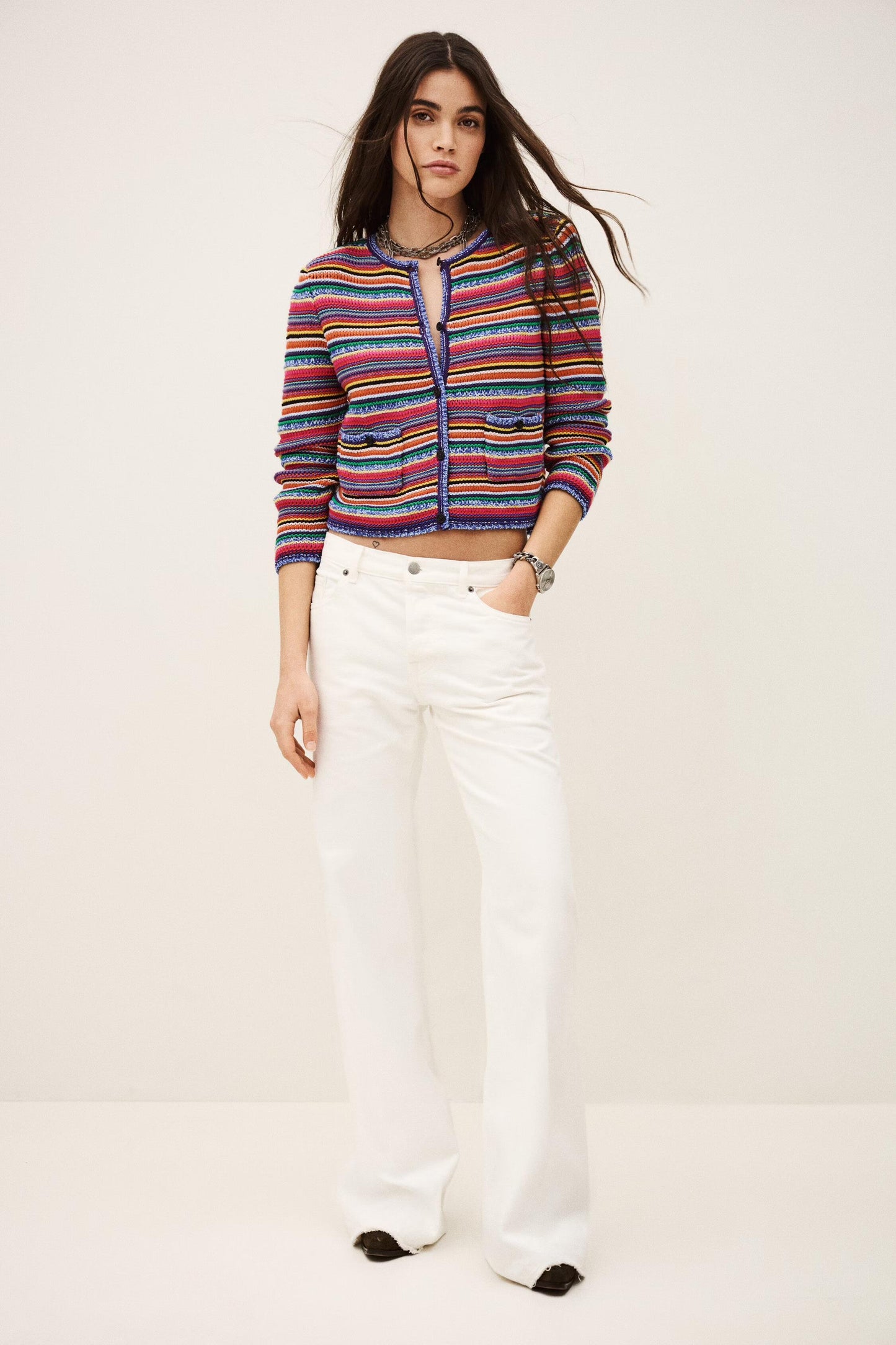 ba&sh Round Striped Cardigan Fanny Multicolored
