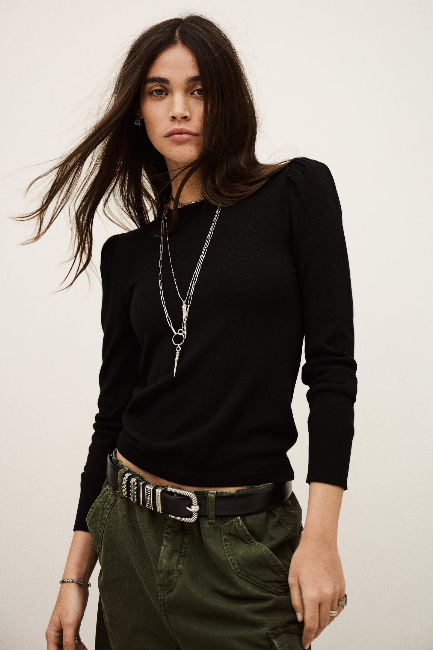 ba&sh Sweater With Long Balloon Sleeves Britanie Black