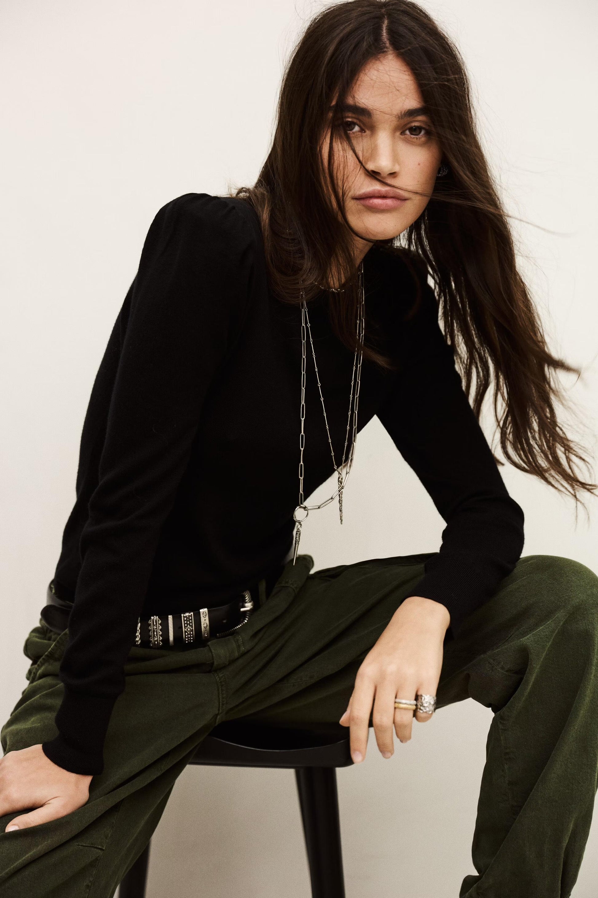 ba&sh Sweater With Long Balloon Sleeves Britanie Black