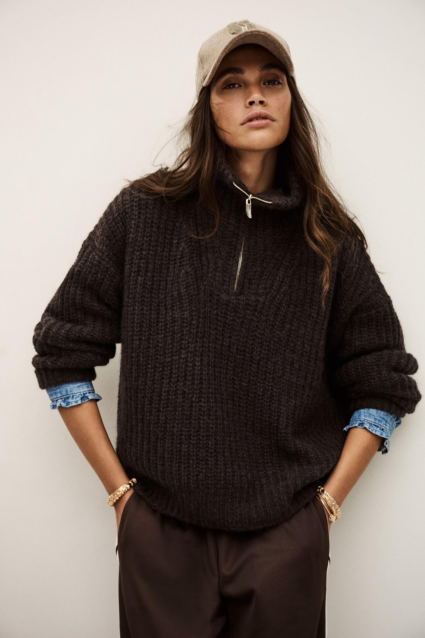 ba&sh Loose-Fitting Sweater Beltane Brown
