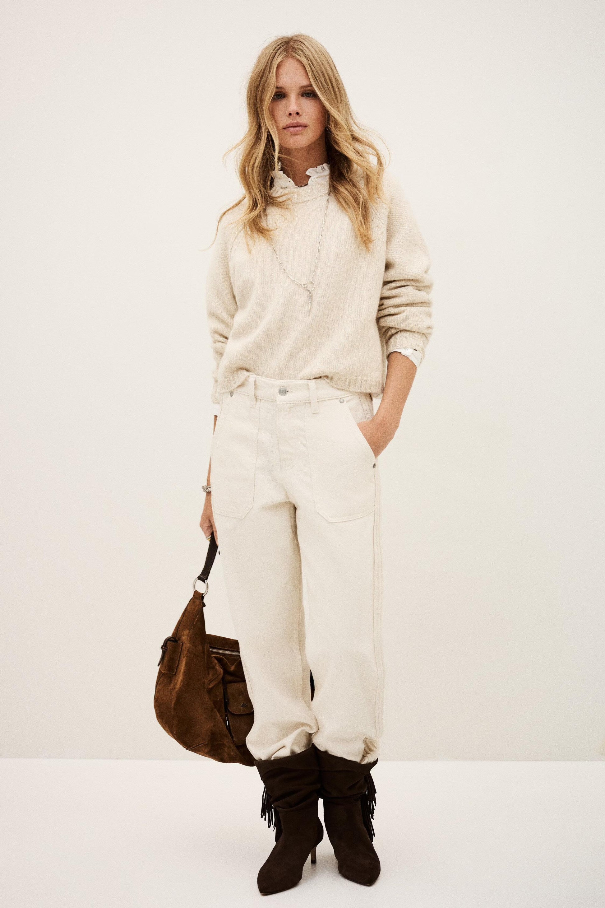 ba&sh Cropped Sweater Corvy Beige