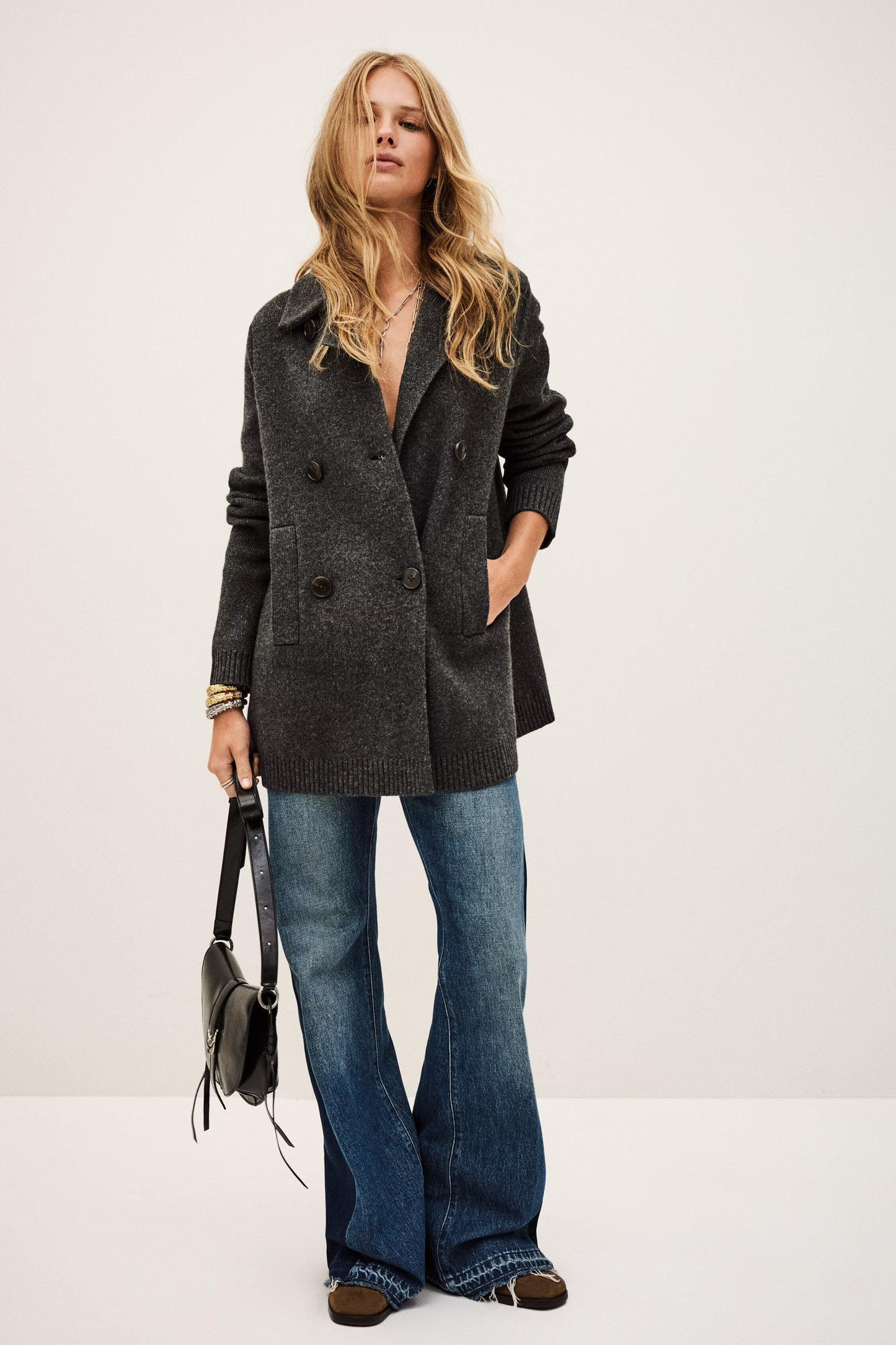 ba&sh Knitted Cardigan Coat Vesta Gray