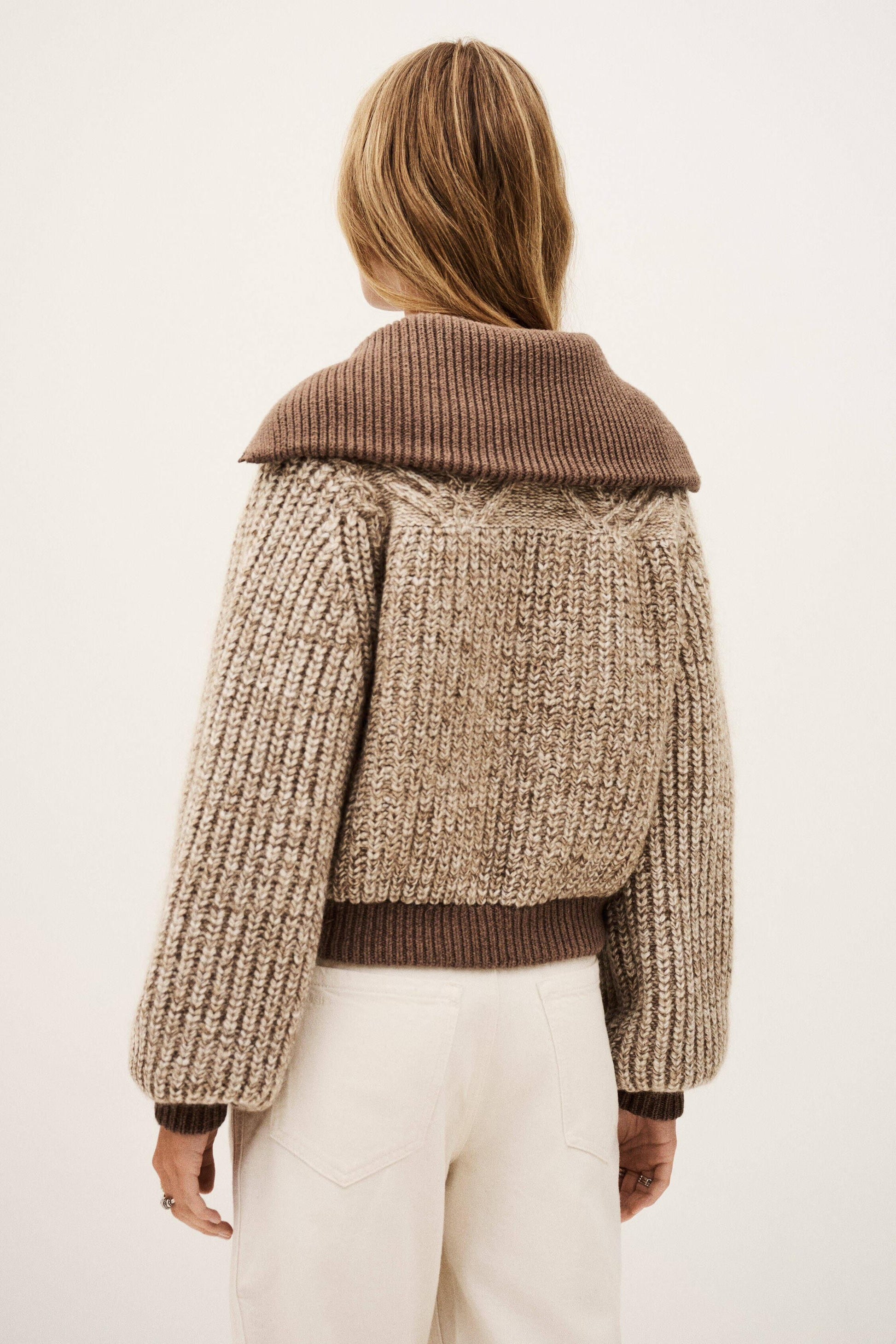 ba&sh Knitted Zip Cardigan Rabel Brown