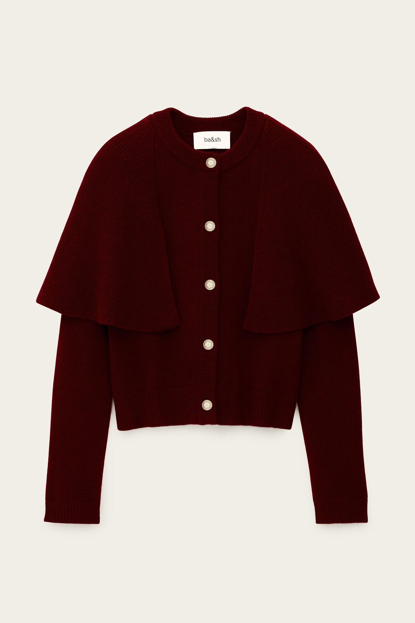 ba&sh Cropped Knit Cardigan Pegg Red