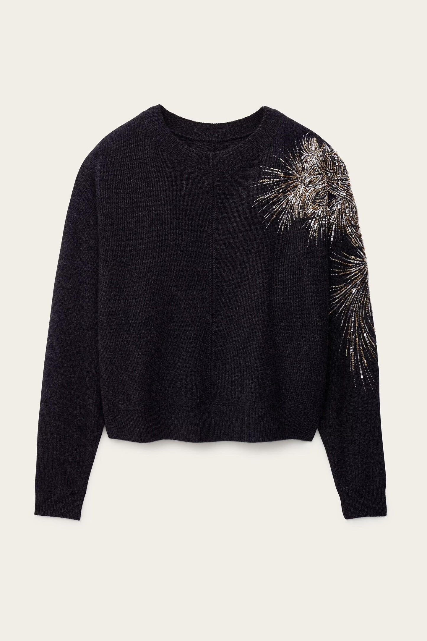 ba&sh Embroidered Knit Pullover Chor Gray