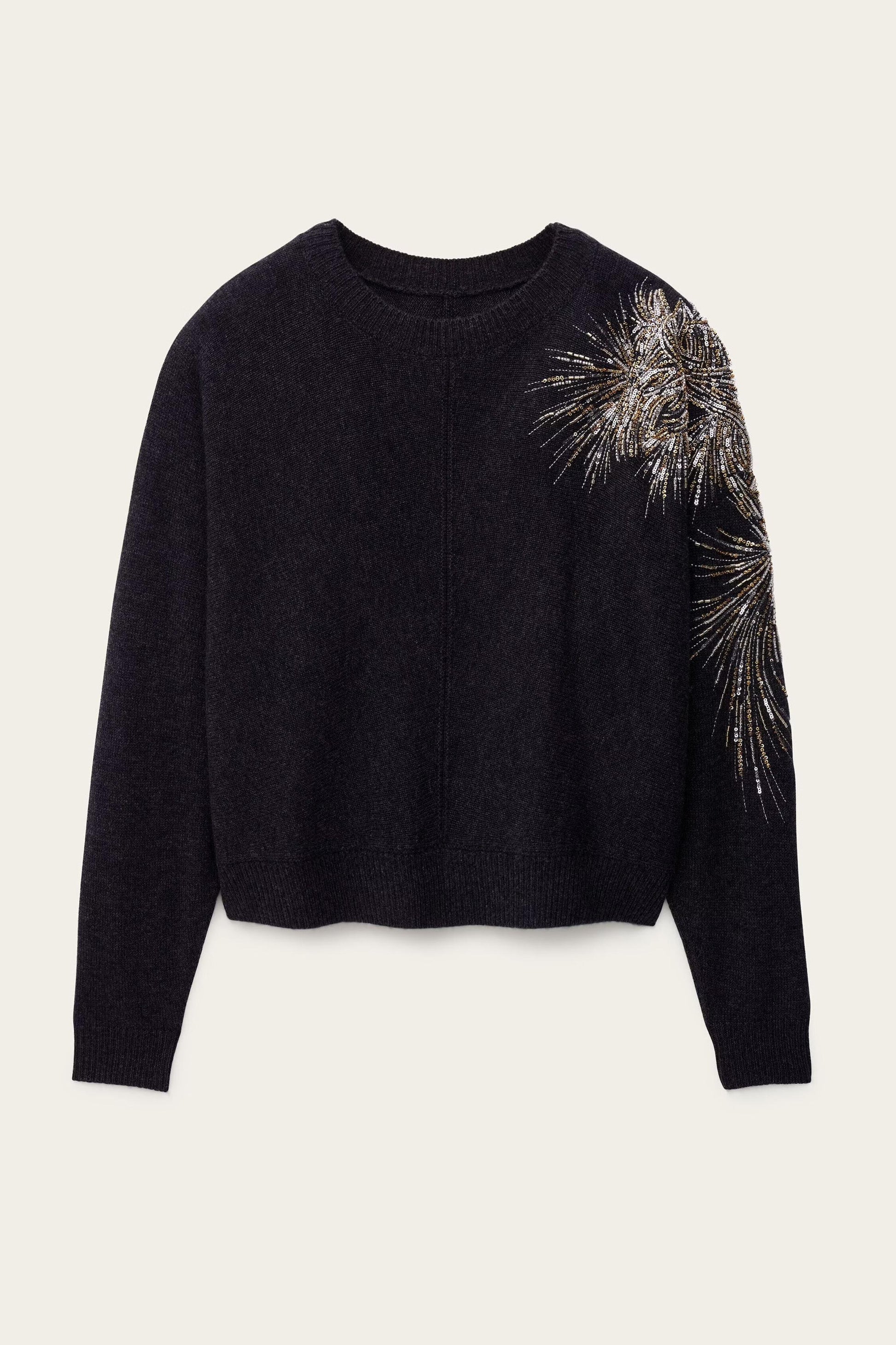 ba&sh Embroidered Knit Pullover Chor Gray