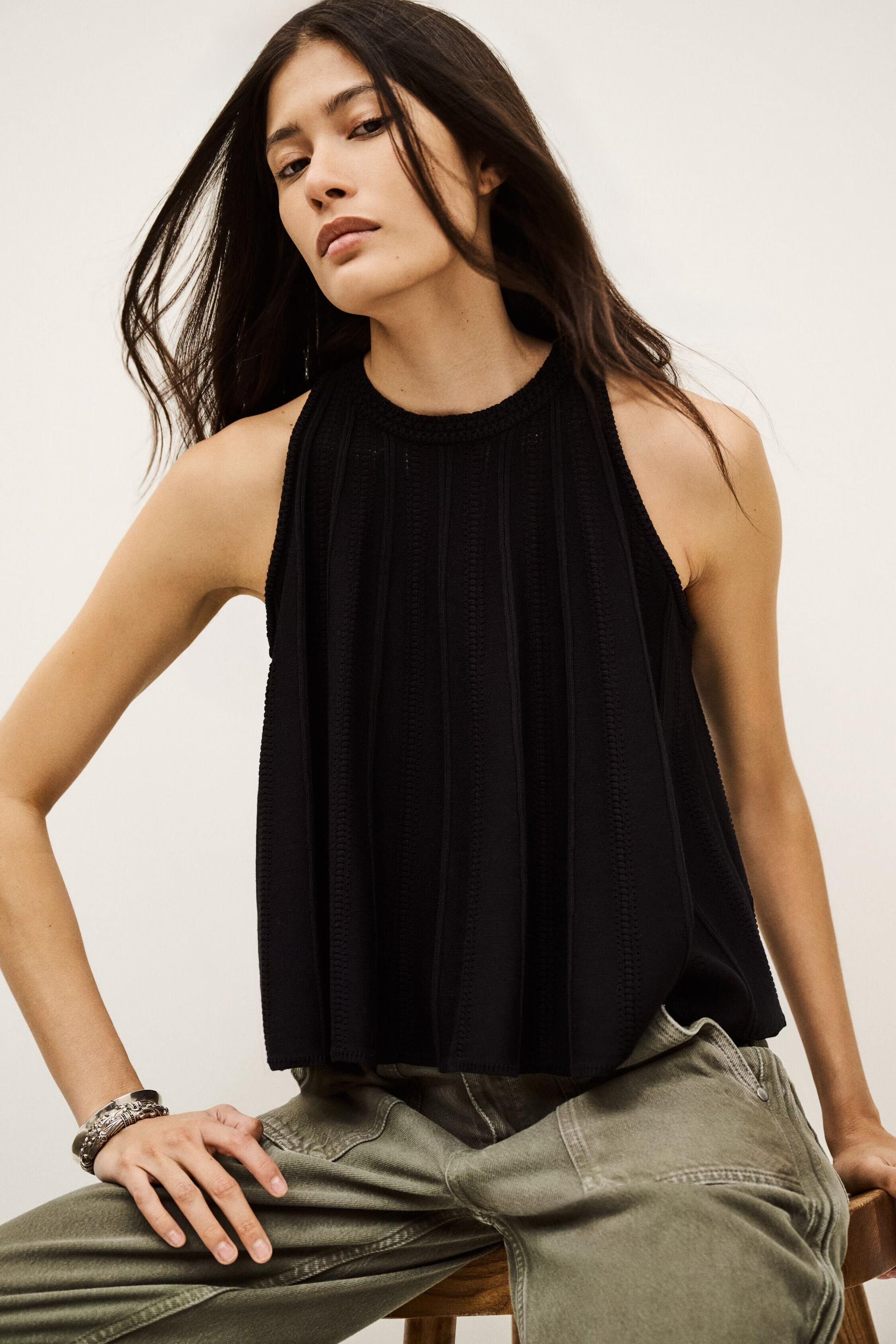 ba&sh Knit Tank Top Serres Black