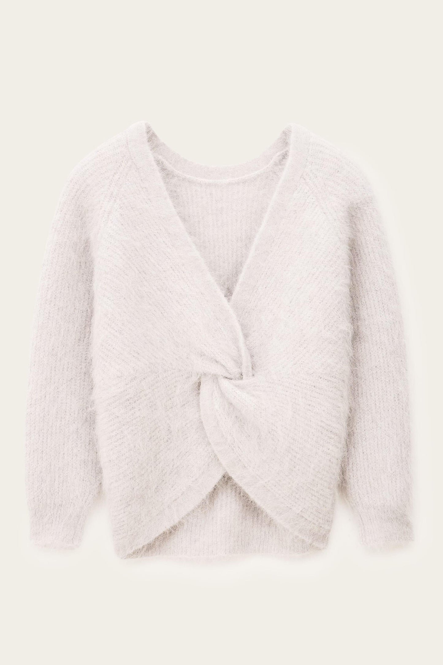 ba&sh Round-Neck Backless Sweater Fill Gray