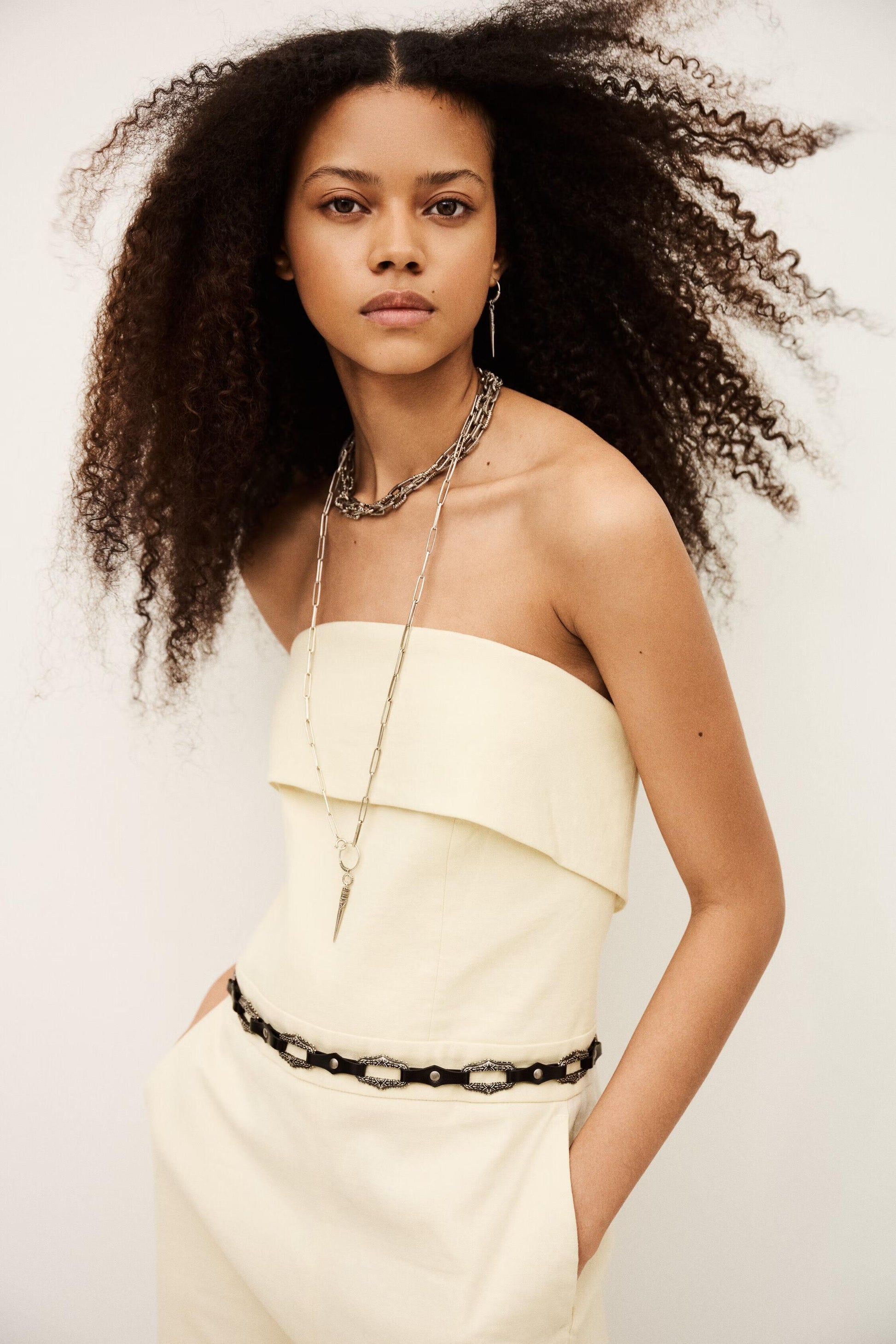 ba&sh Bustier Jumpsuit Cenelia Yellow
