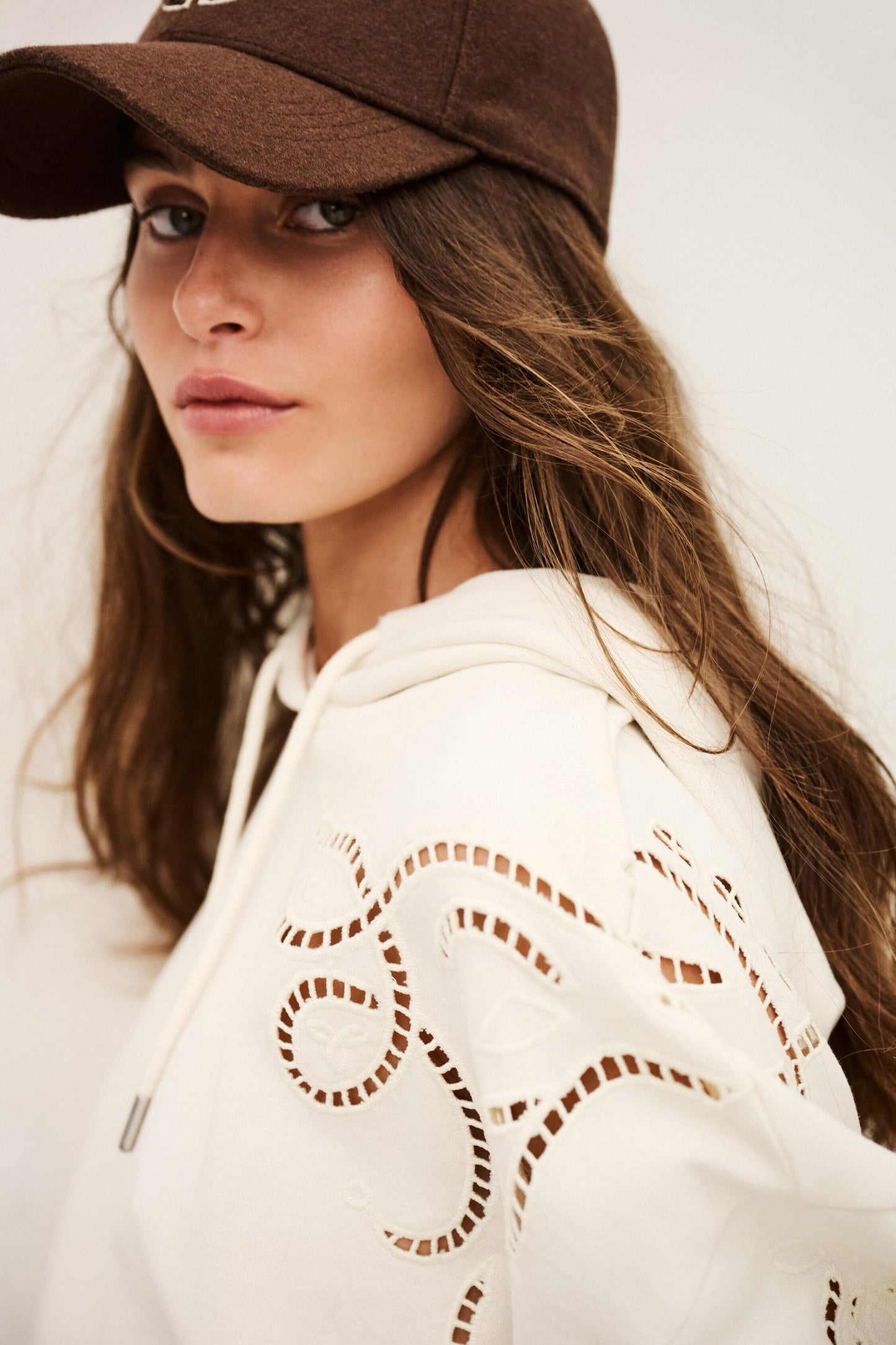 ba&sh Embroidered Hoodie Beni Off-White