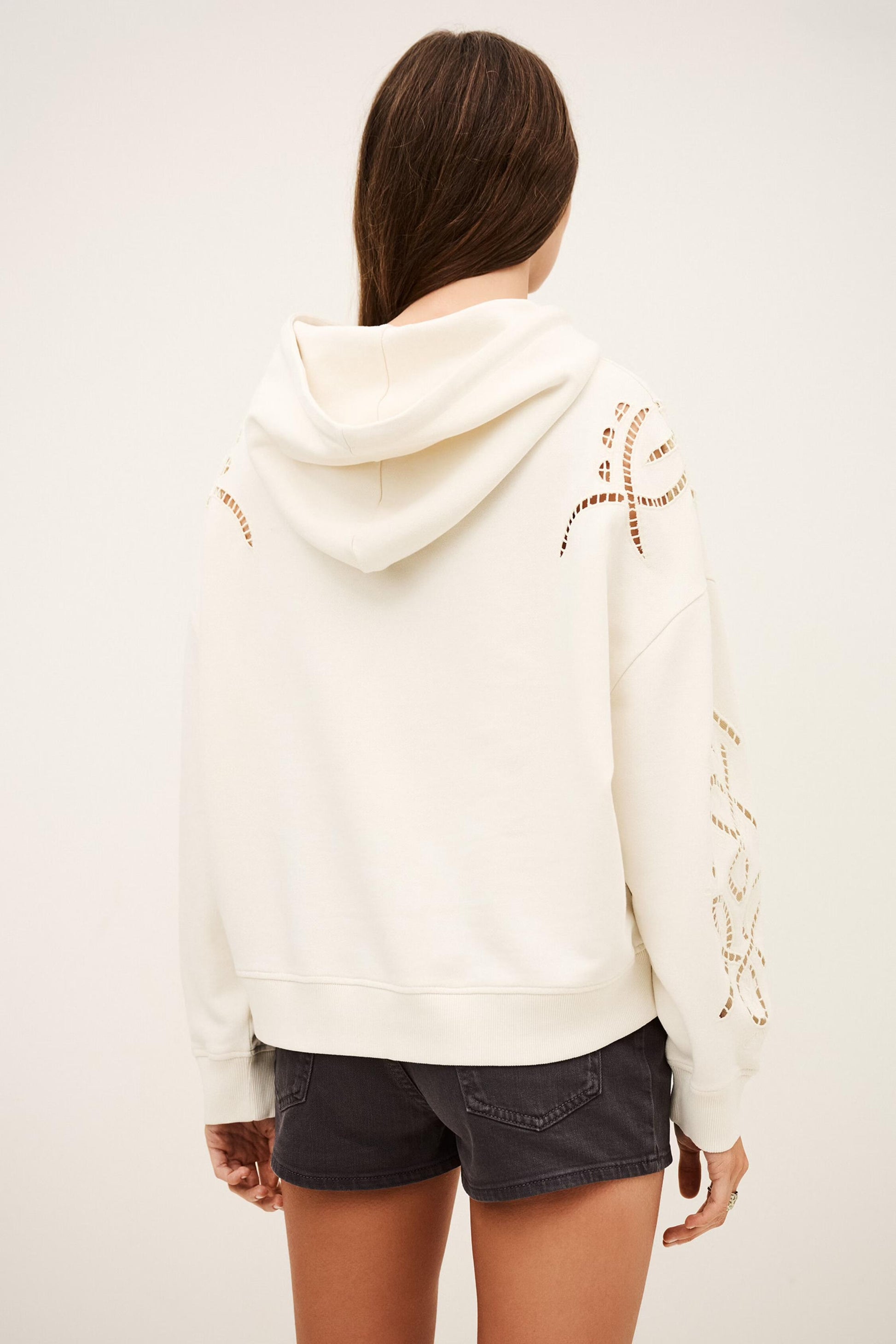 ba&sh Embroidered Hoodie Beni Off-White