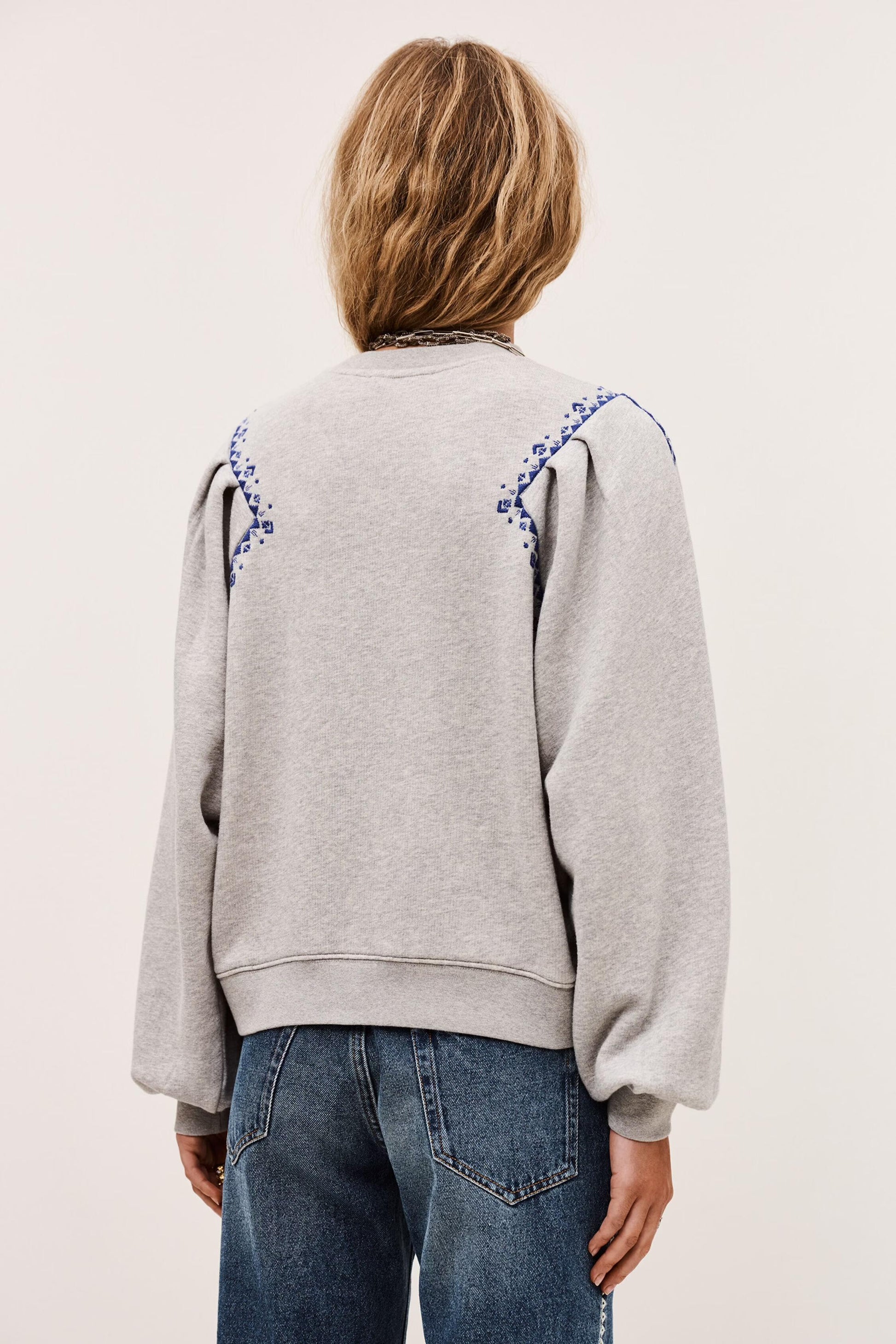 ba&sh Embroidered Sweatshirt Mesta Gray
